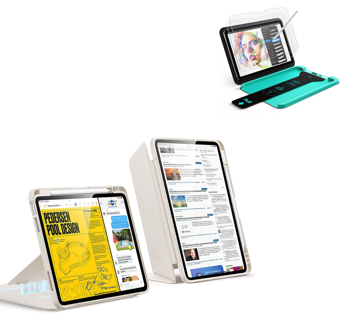 iPad Air 11" (M4) 2026 Bundle Flip Magnetic Case with Pencil Holder & Armorite® Paper-Feel Protection - Starlight