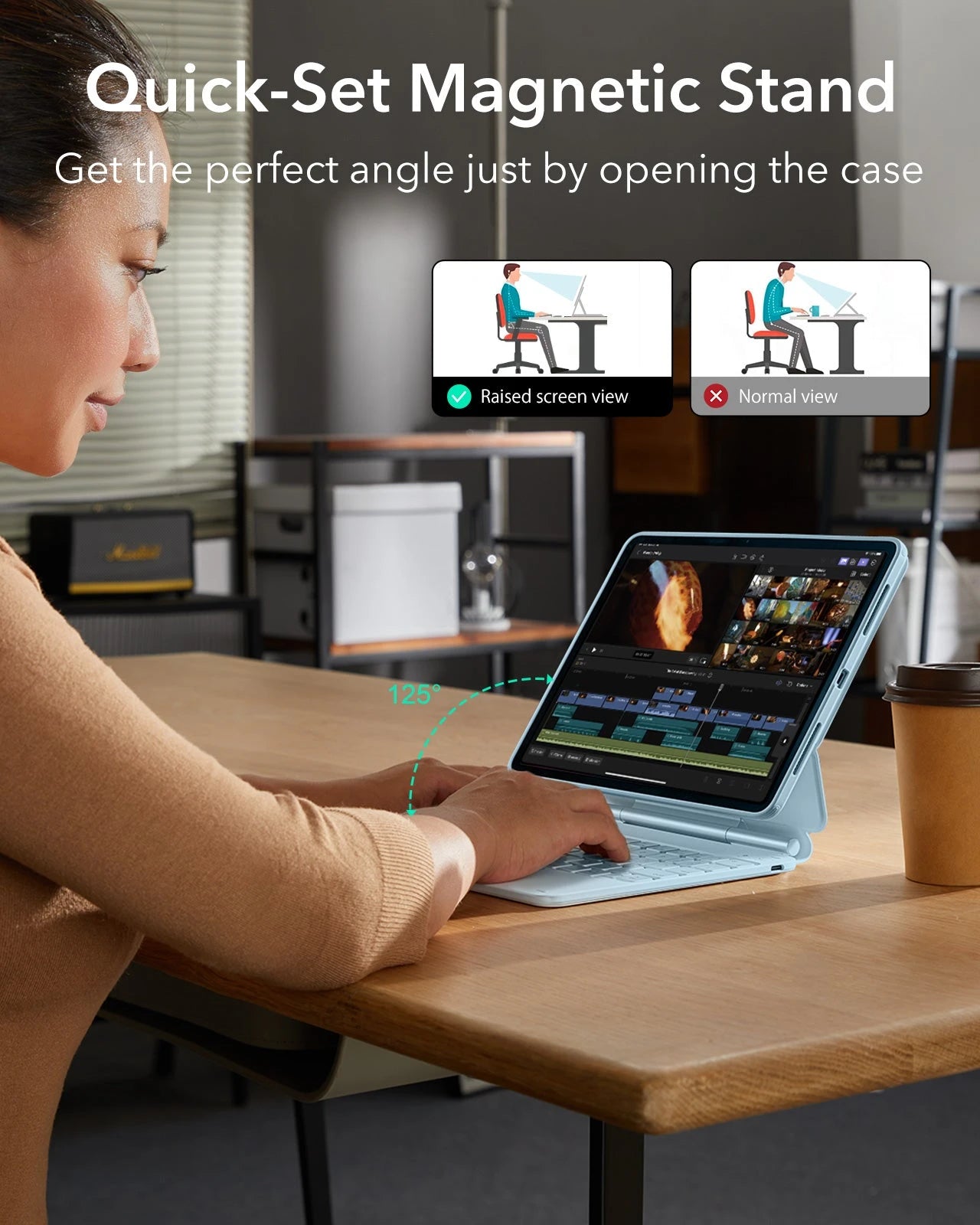 Quick-set magnetic stand -keyboard case and digital pencil