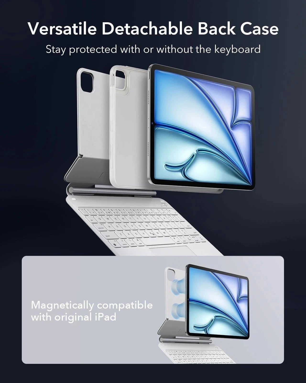 Weiß iPad Air 11 Zoll (M4) Pencil & Magnetische Tastaturhülle