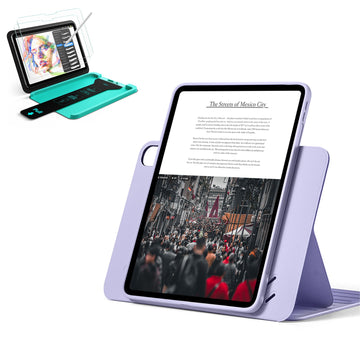 iPad Air 11" (M4) 2026 Bundle Shift Magnet-Hülle & Armorite® Paper-Feel Schutz - Light Purple