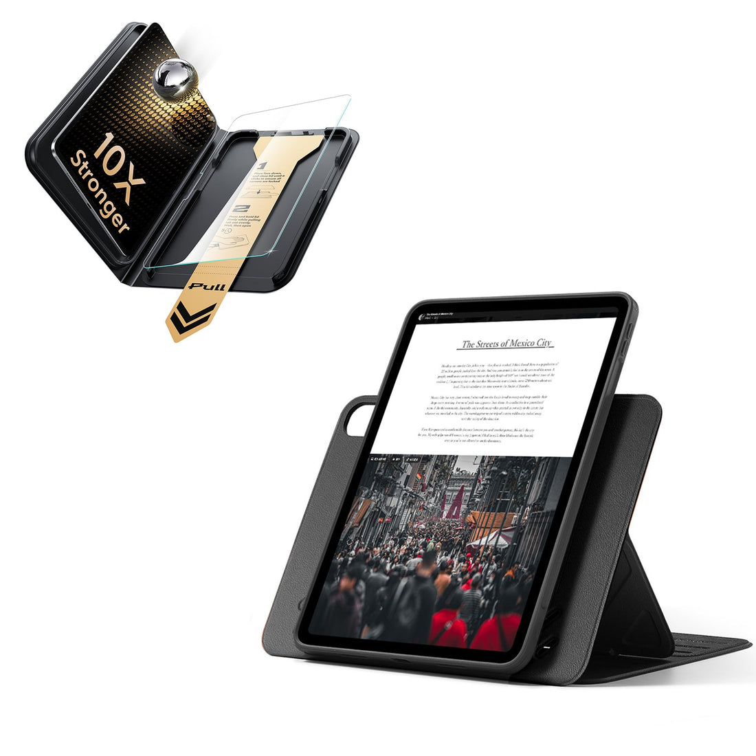 iPad Air 11" (M4) 2026 Bundle Shift Magnetic Case & Armorite® Pro Screen Protector With UltraFit Tray - Black