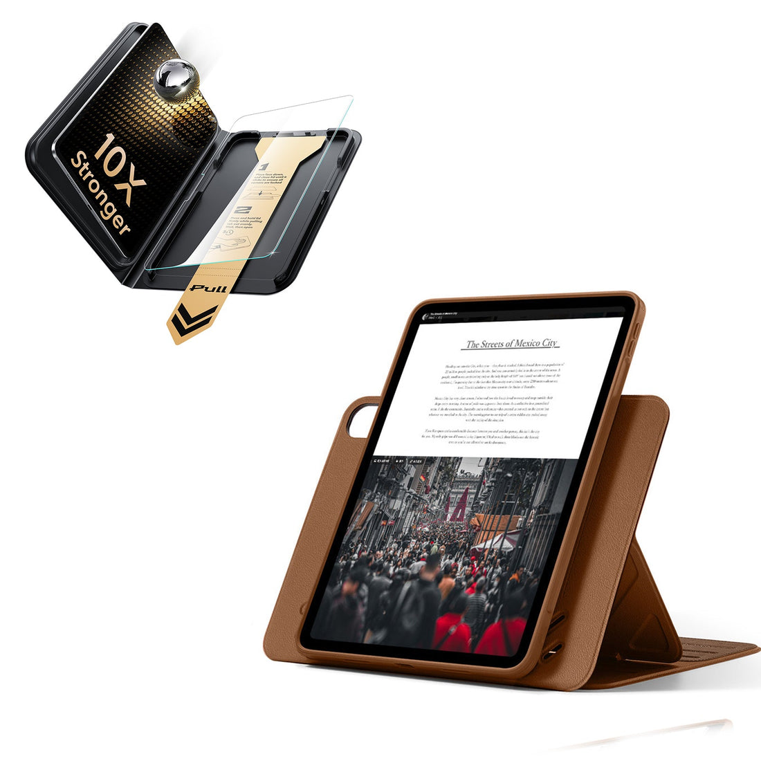 iPad Air 11" (M4) 2026 Bundle Shift Magnetic Case & Armorite® Pro Screen Protector With UltraFit Tray - Brown
