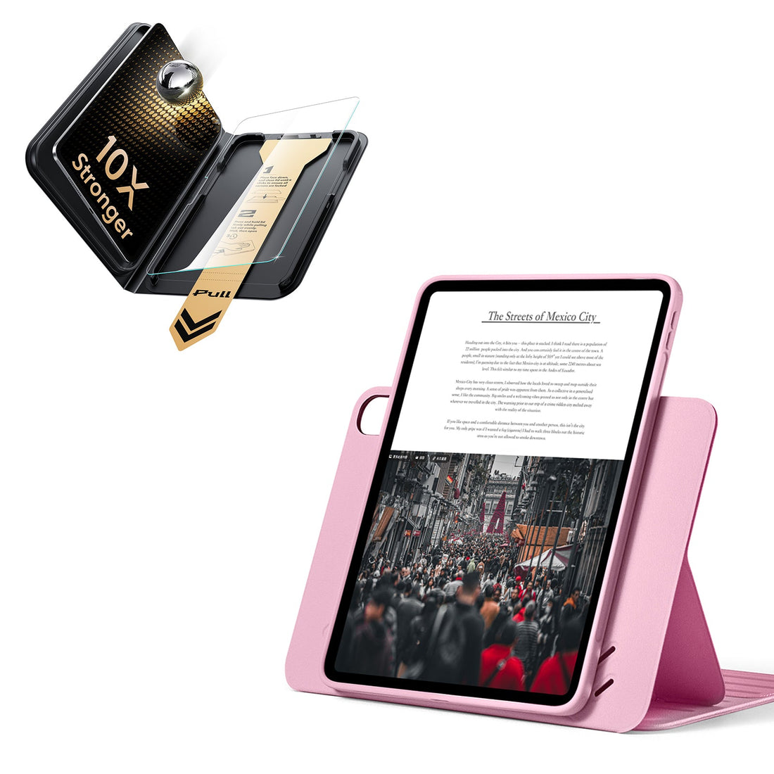 iPad Air 11" (M4) 2026 Bundle Shift Magnetic Case & Armorite® Pro Screen Protector With UltraFit Tray - Pink