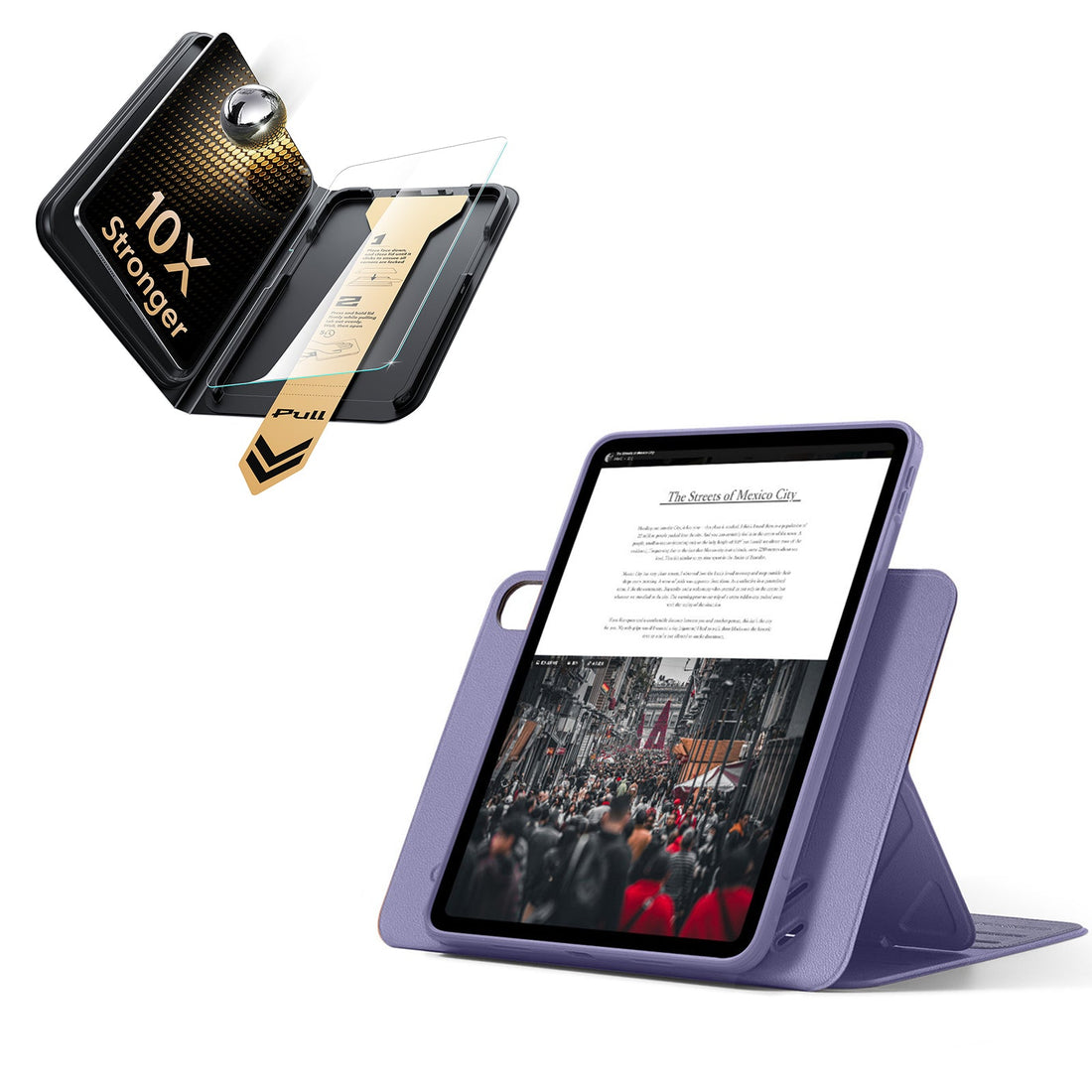 iPad Air 11" (M4) 2026 Bundle Shift Magnetic Case & Armorite® Pro Screen Protector With UltraFit Tray - Purple