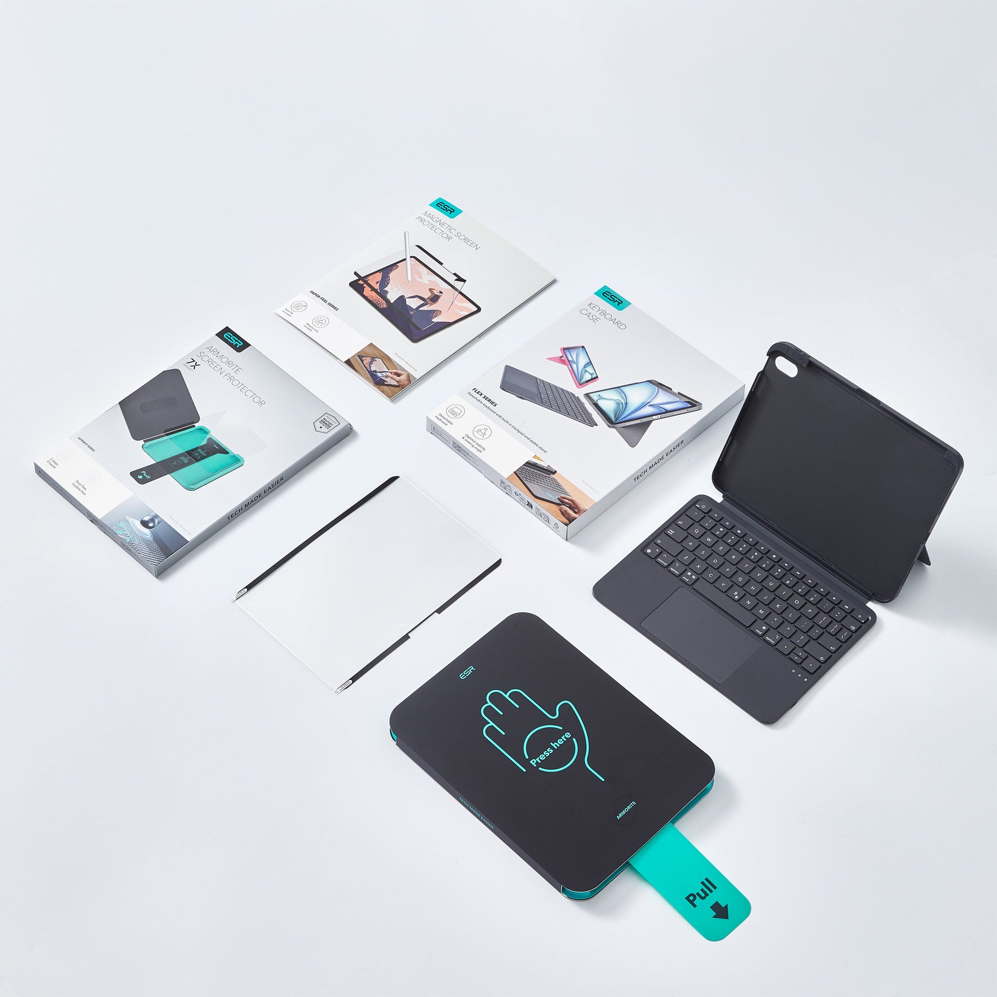 In the Box: keyboard case / 2 Armorite screen protectors / magnetic paper-feel screen protector