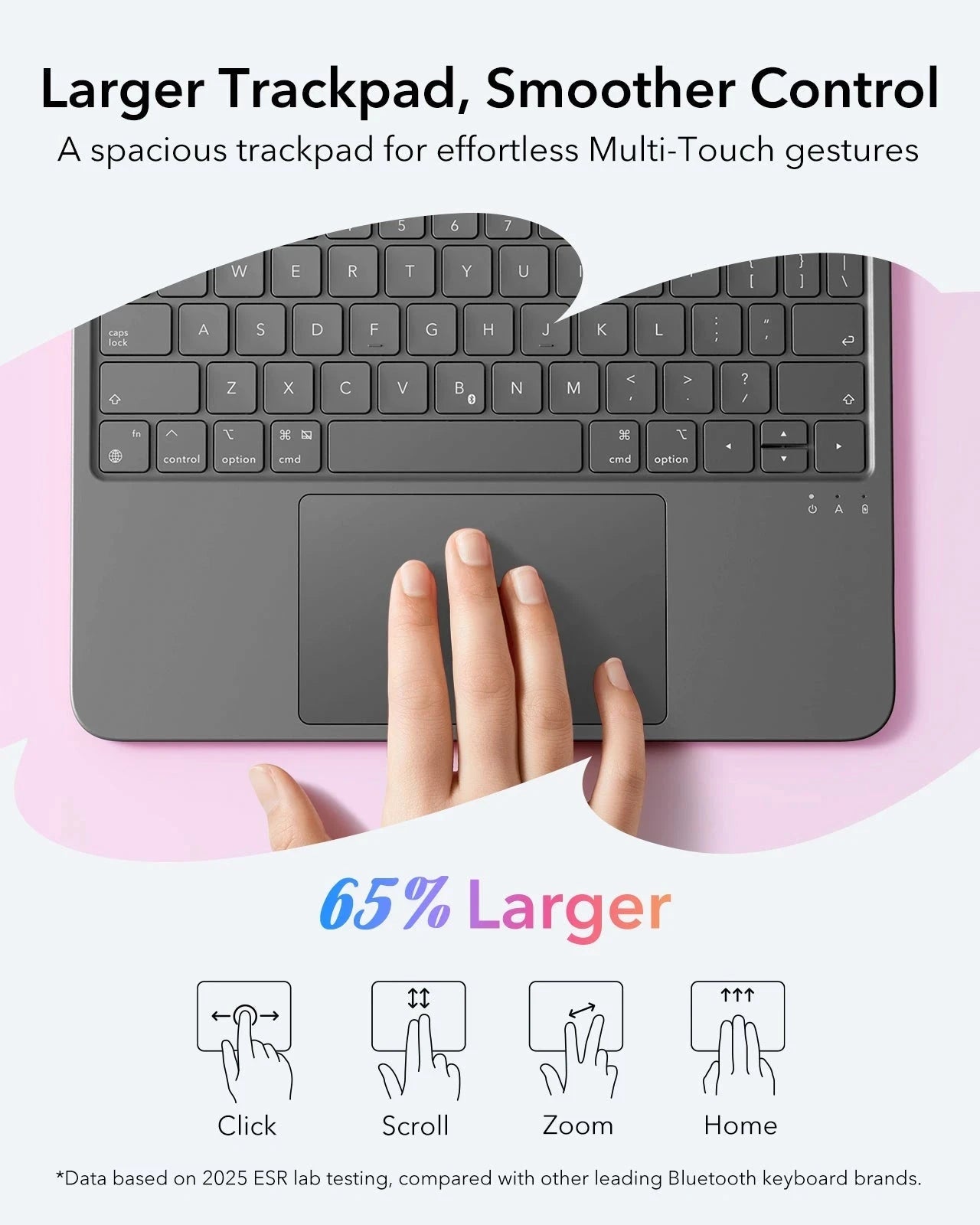 Gray Slim iPad Air 11 (M4) Removable Keyboard Case with Trackpad