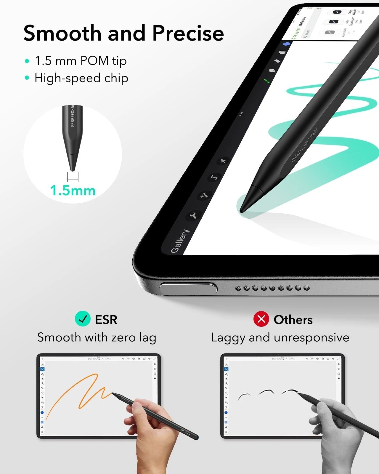 iPad Air 11” (M4) 2026 Flex Keyboard Case (Detachable) With Geo Pencil Bundle- US Layout Dark Gray With Black Pencil ESR ESR