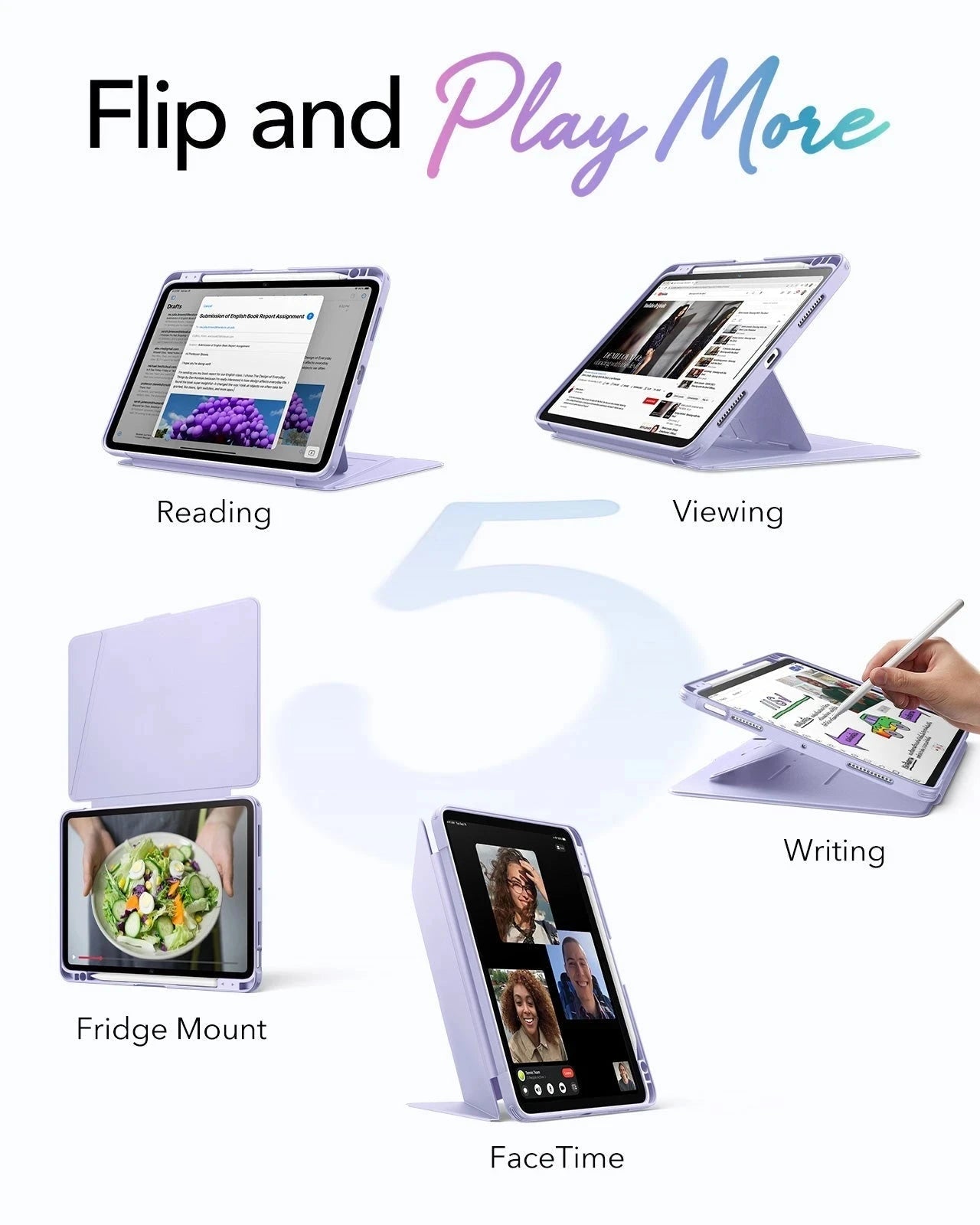 iPad Air 11" (M4) 2026 Flip Magnetic Case with Pencil Holder - Light Purple ESR ESR