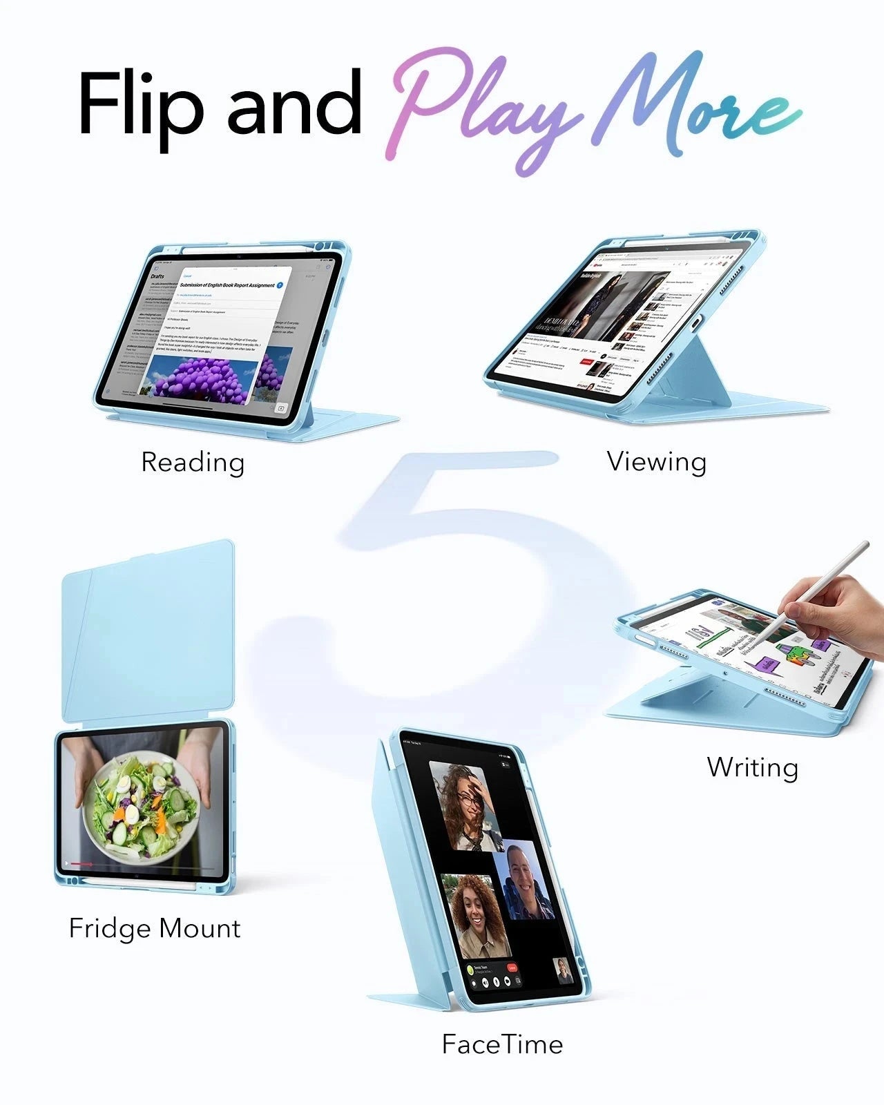 Sky Blue ESR iPad Air 11 M4 Flip Case & Protectors Bundle for Students