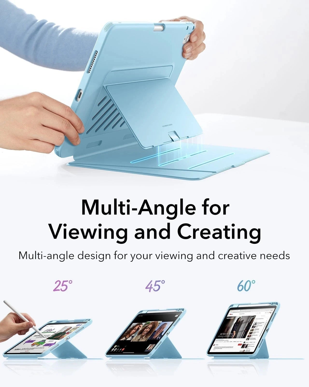 Sky Blue ESR iPad Air 11 M4 Flip Case & Protectors Bundle for Students