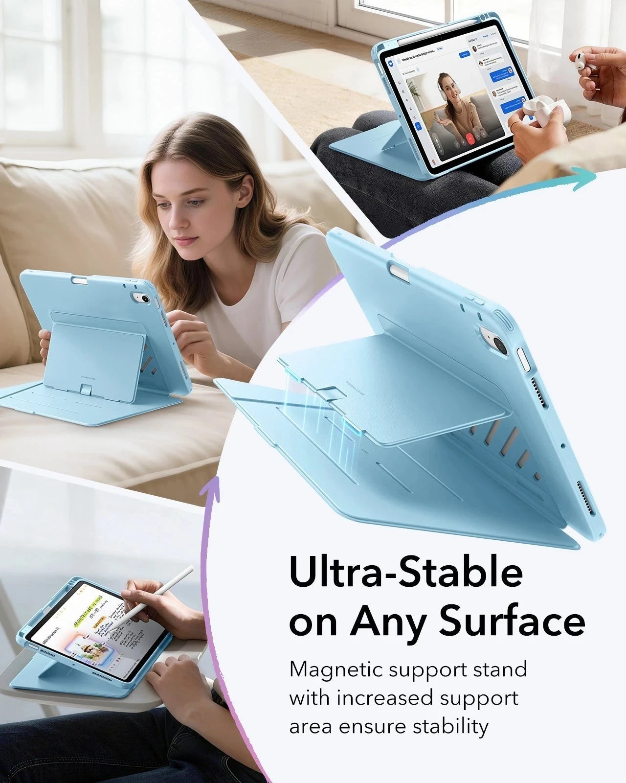 Sky Blue iPad Air 11-inch (M4,2026) PU Flip Cover with Pen Slot | ESR
