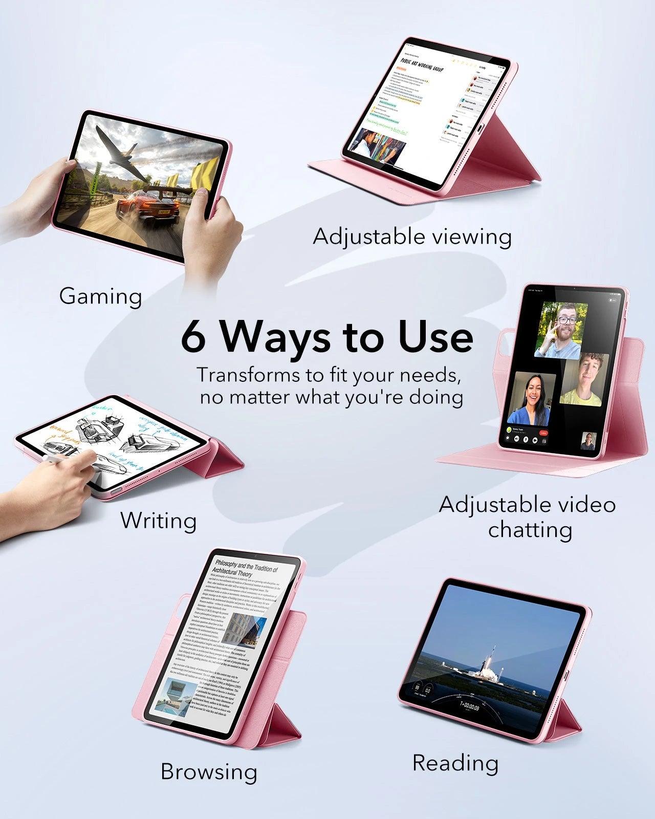 iPad Air 11" (M4) 2026 Rebound Hybrid Case 360 - Pink ESR ESR