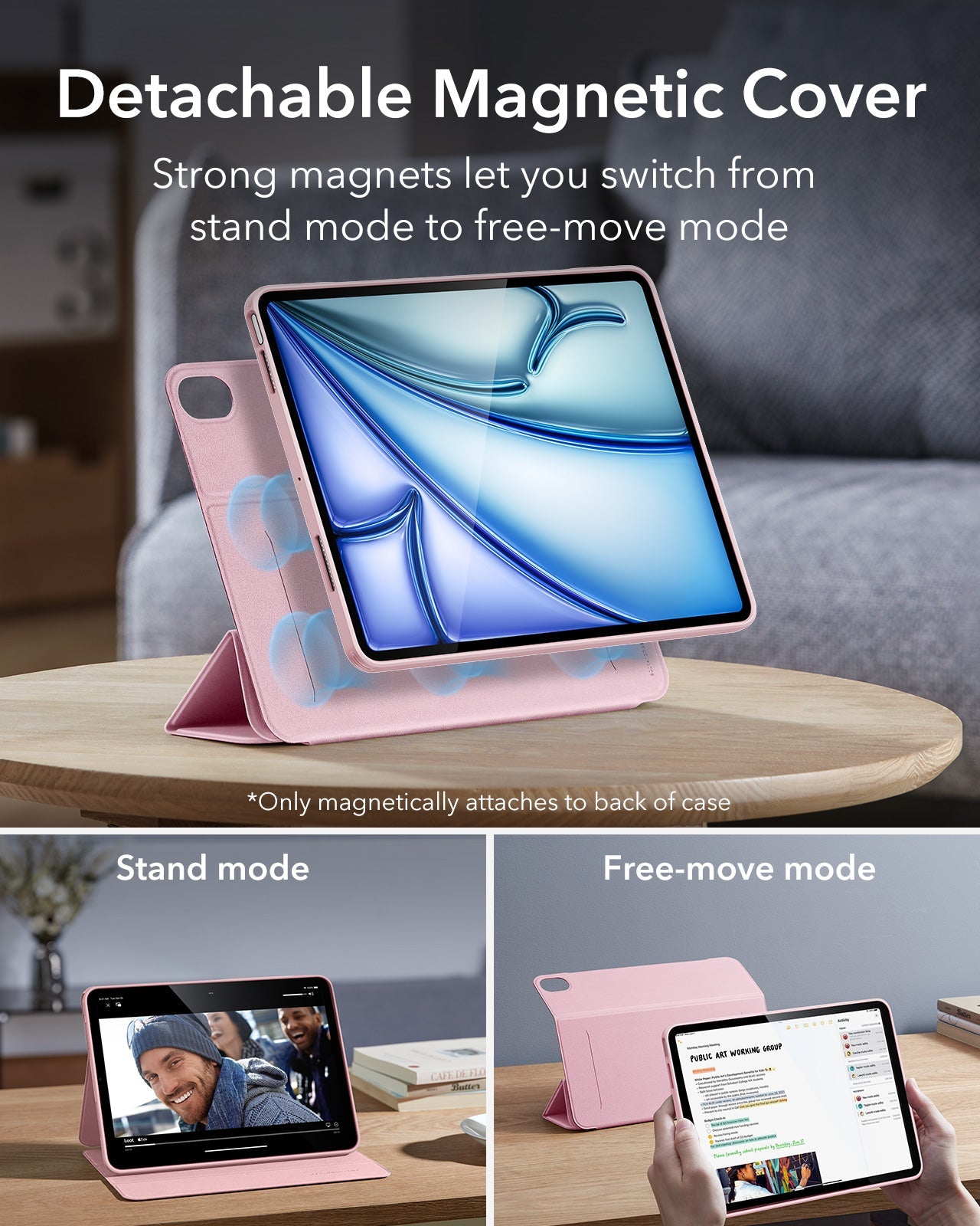 iPad Air 11" (M4) 2026 Rebound Hybrid Case 360 - Pink ESR ESR