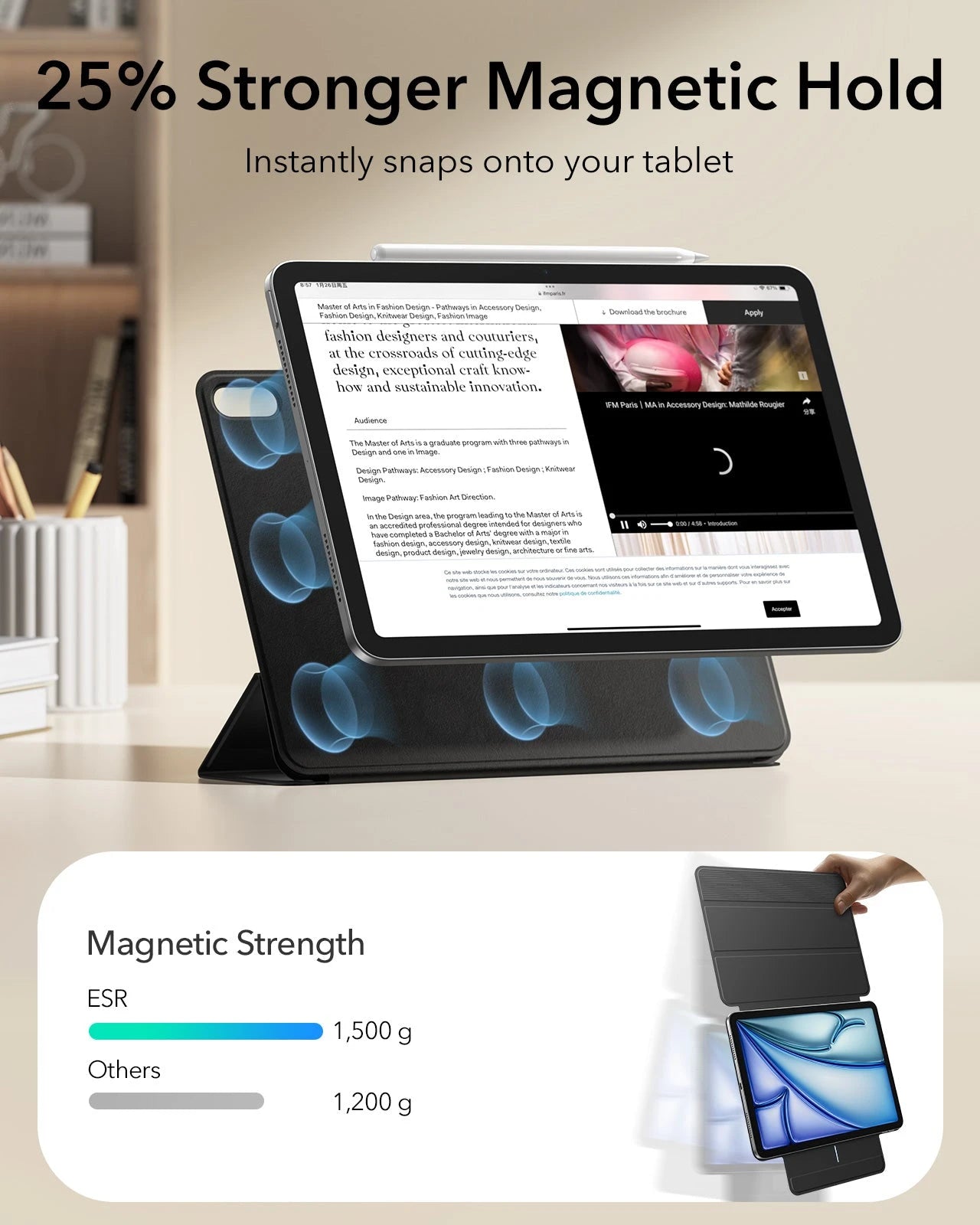 iPad Air 11" (M4) 2026 Rebound Magnetic Case - Black ESR ESR