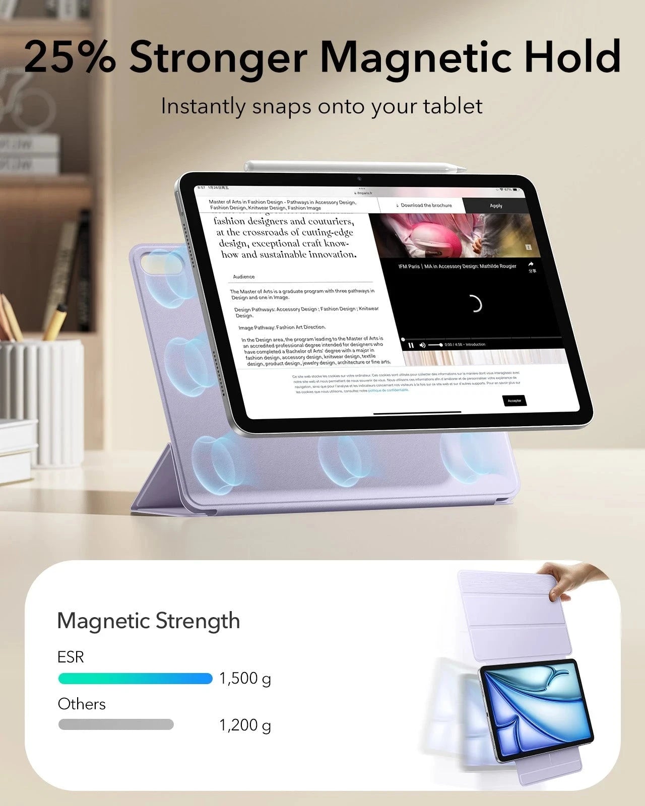 iPad Air 11" (M4) 2026 Rebound Magnetic Case - Light Purple ESR ESR