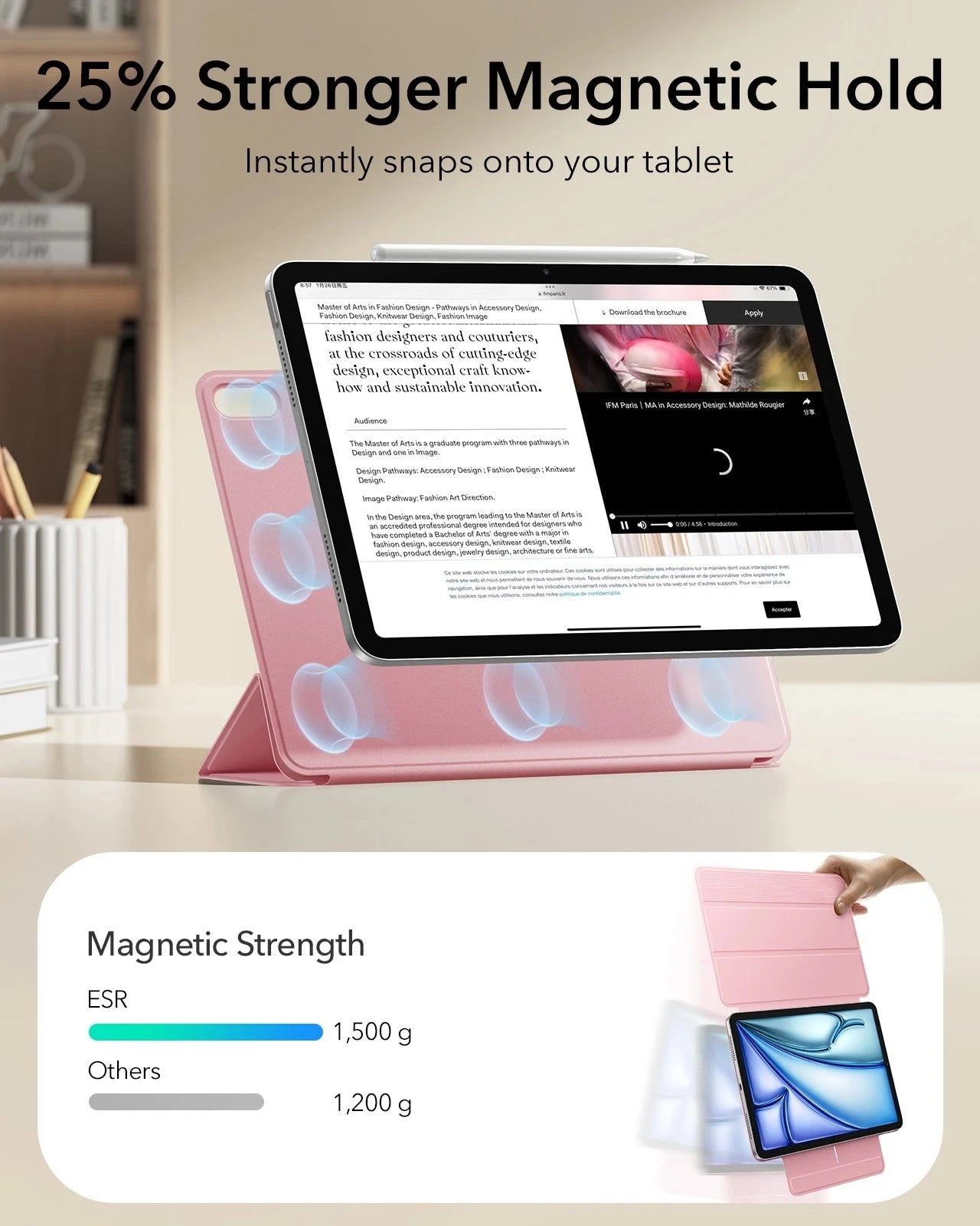 iPad Air 11" (M4) 2026 Rebound Magnetic Case - Pink ESR ESR