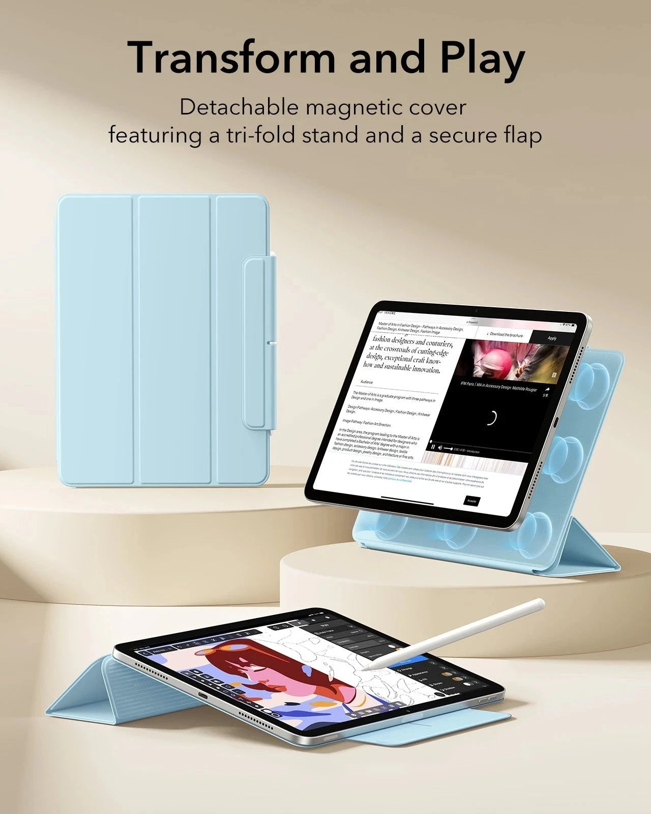 Sky Blue Magnetic Auto Wake/Sleep For Apple iPad Air 11 (M4)|ESR