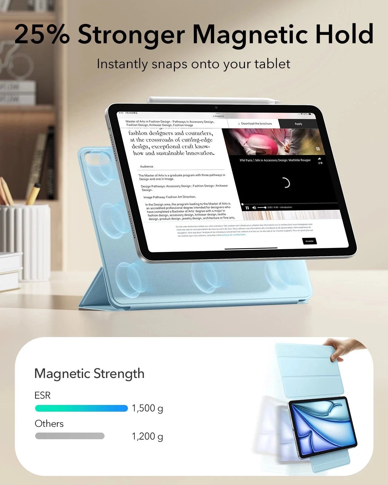 Sky Blue Magnetic Auto Wake/Sleep For Apple iPad Air 11 (M4)|ESR