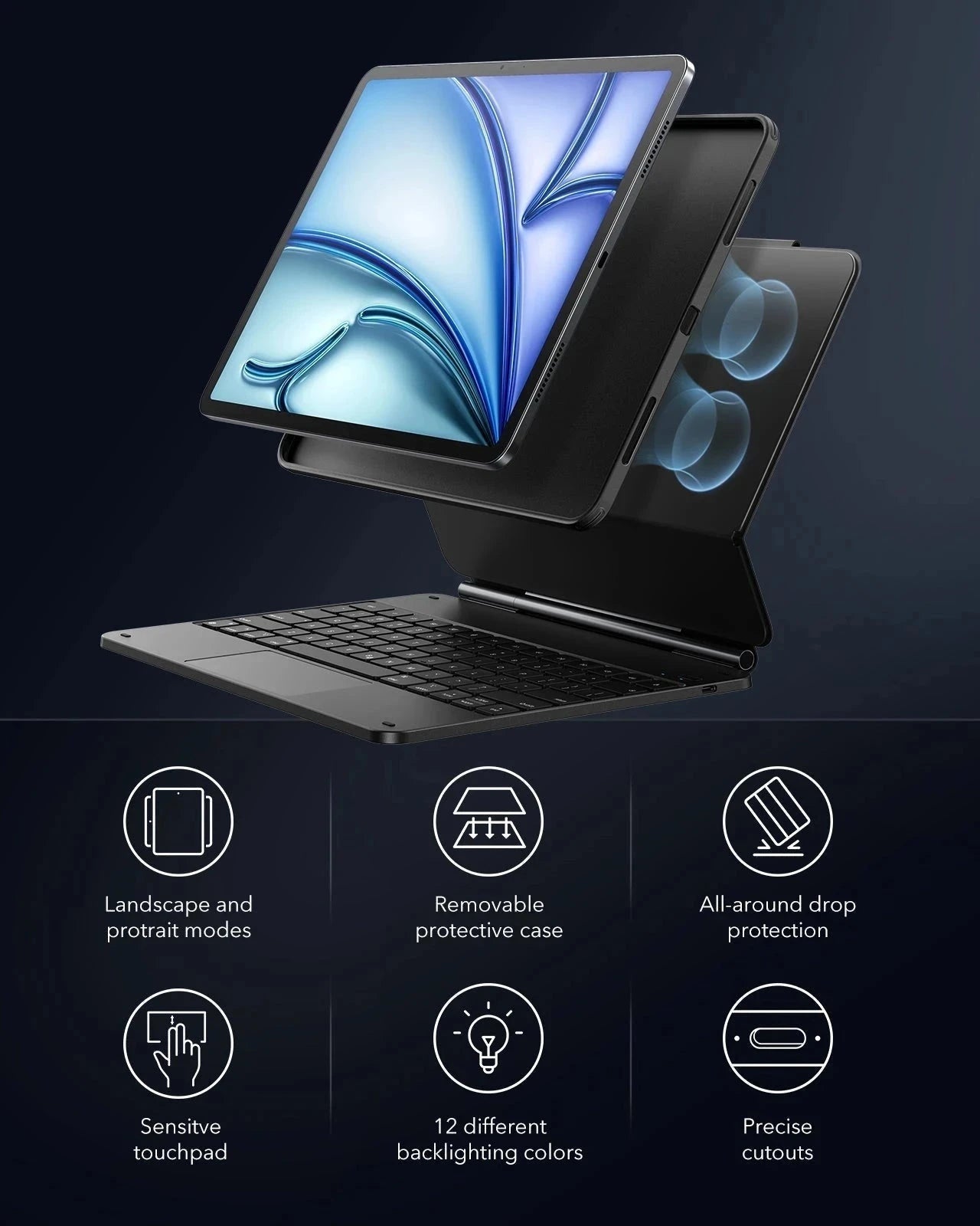 iPad Air 11" (M4) 2026 Rebound Magnetic Keyboard Case 360 