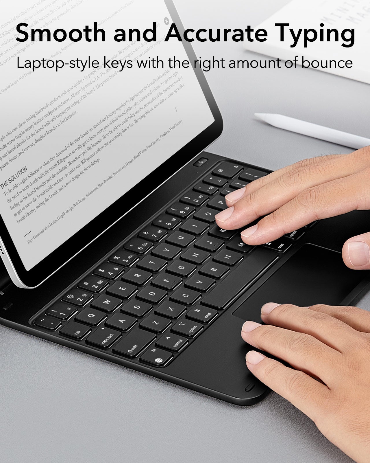 Black Rebound iPad Air 11-inch (M4) 2026 Magnetic Folio Keyboard Case-Smooth and accurate typing