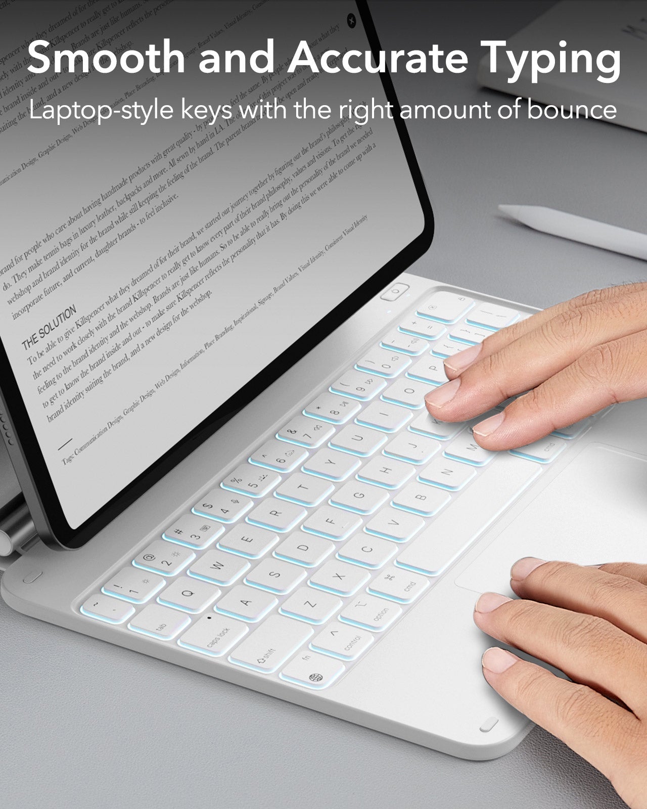 iPad Air 11” (M4) 2026 Rebound Magnetic Keyboard Case-smooth and accurate typing