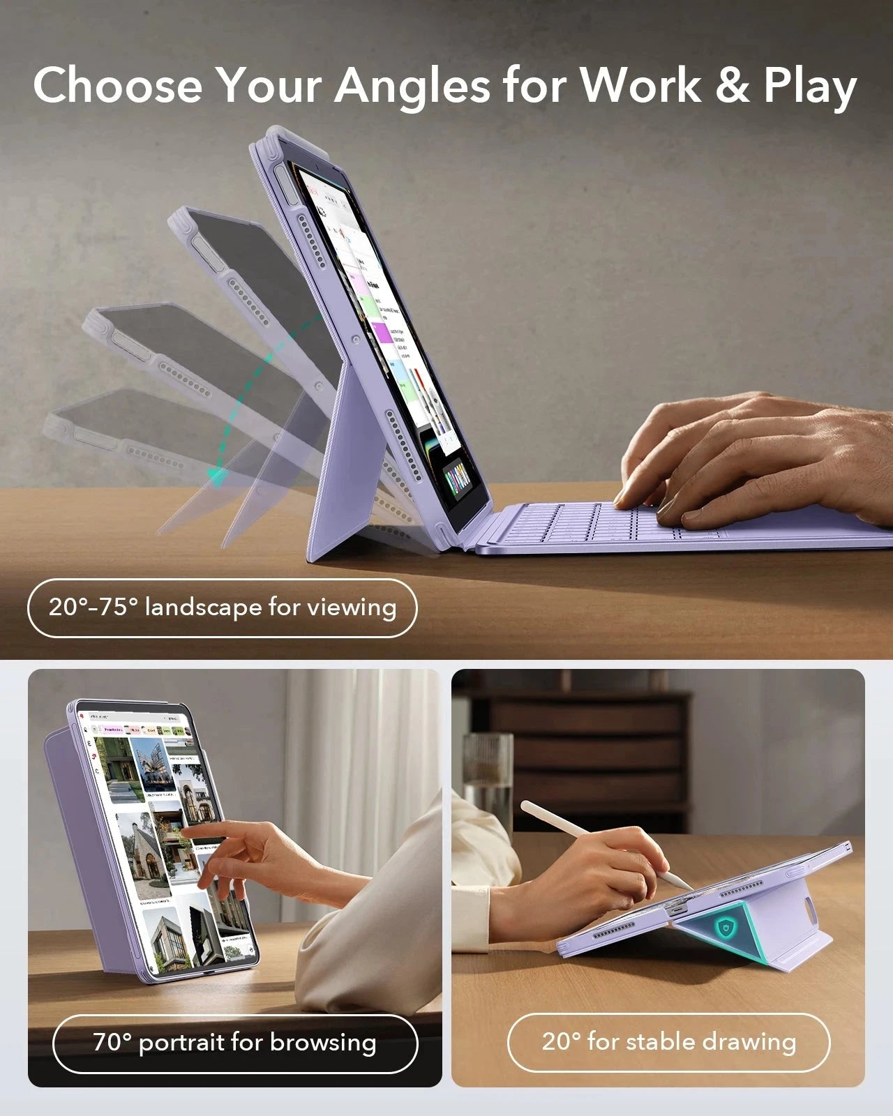 Purple iPad Air 11-inch (M4) Wireless Bluetooth Keyboard Case|ESR