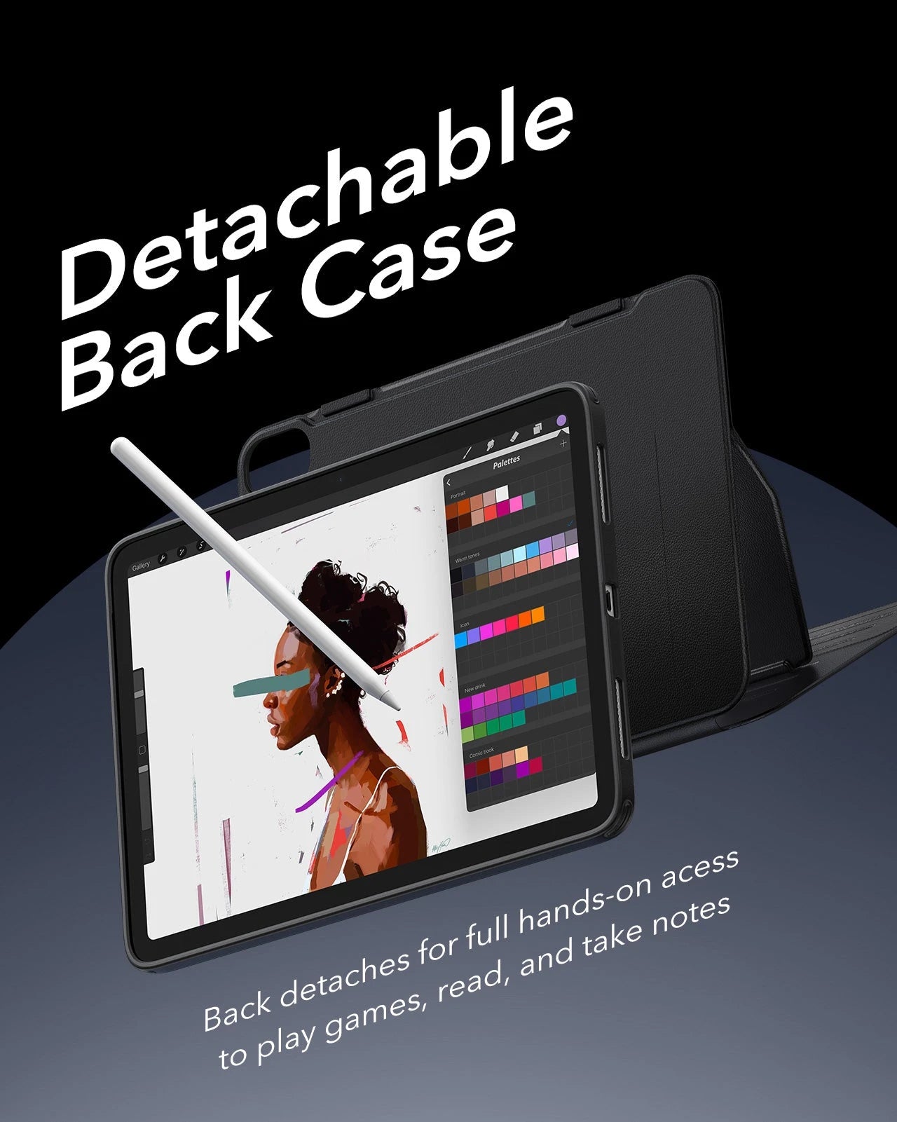 Black Shift Magnetic iPad Air 5th/4th Gen Cover with stylus holder