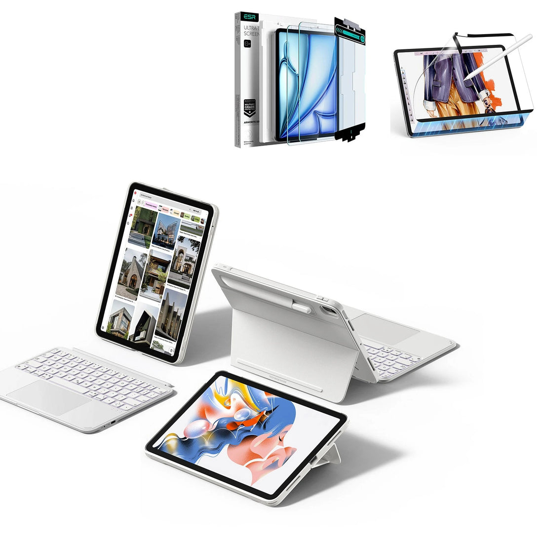iPad Air 11" (M4) 2026 Shift Tastatur-Hülle (abnehmbar) Schutz Paper-Feel Bundle - DE Layout - White ESR ESR