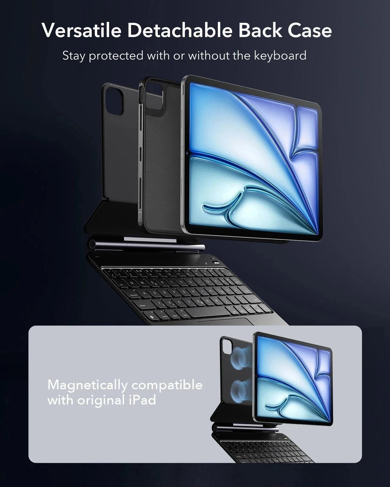 iPad Air 11" (M4, 2026) Bundle Rebound Magnet-Tastaturhülle 360° & Digital Pencil - DE Layout-Black ESR ESR