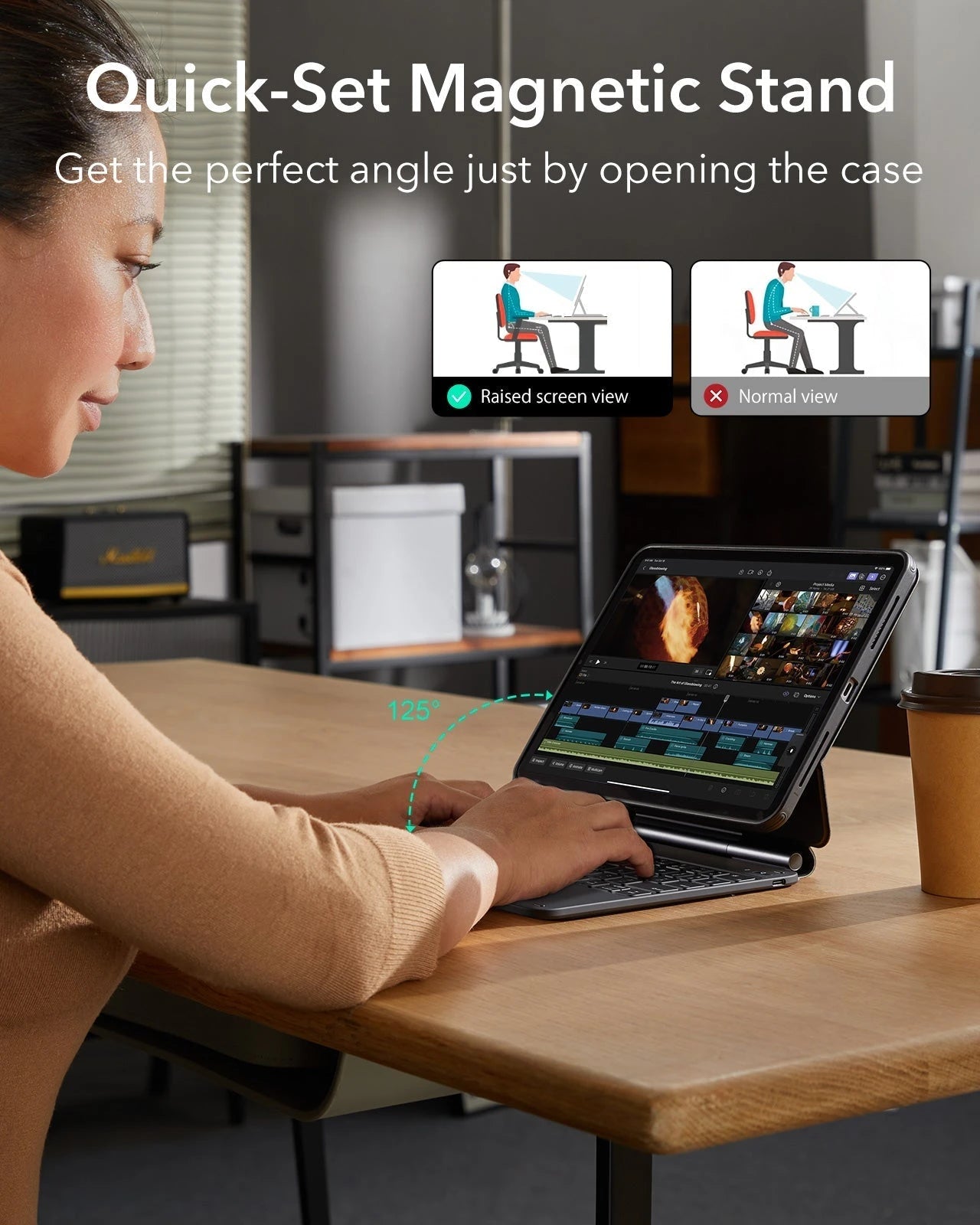 iPad Air 11" (M4) 2026 Rebound Magnetic Keyboard Case 360 -Qiuck set magnetic stand