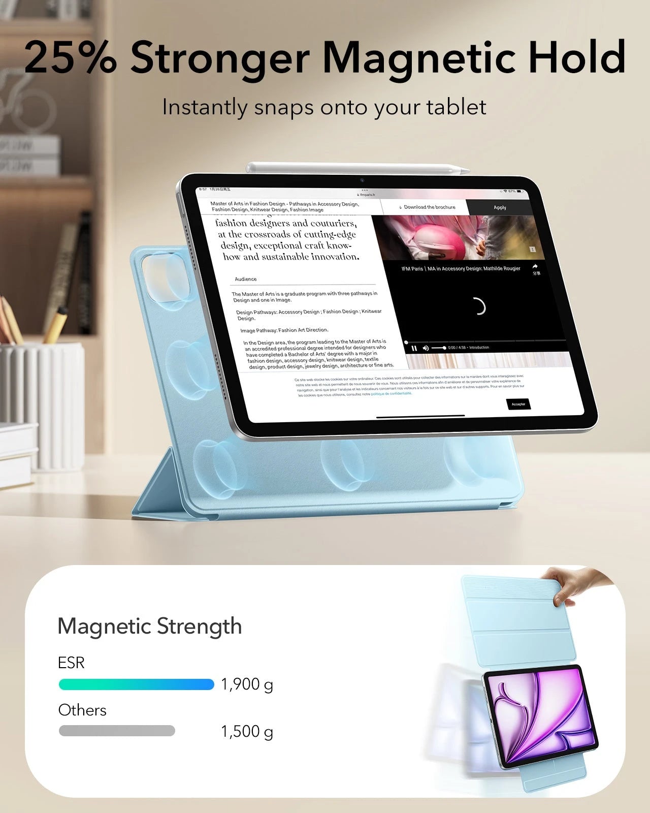 iPad Air 13" (2025) Rebound Magnetic Case - Light Blue ESR ESR