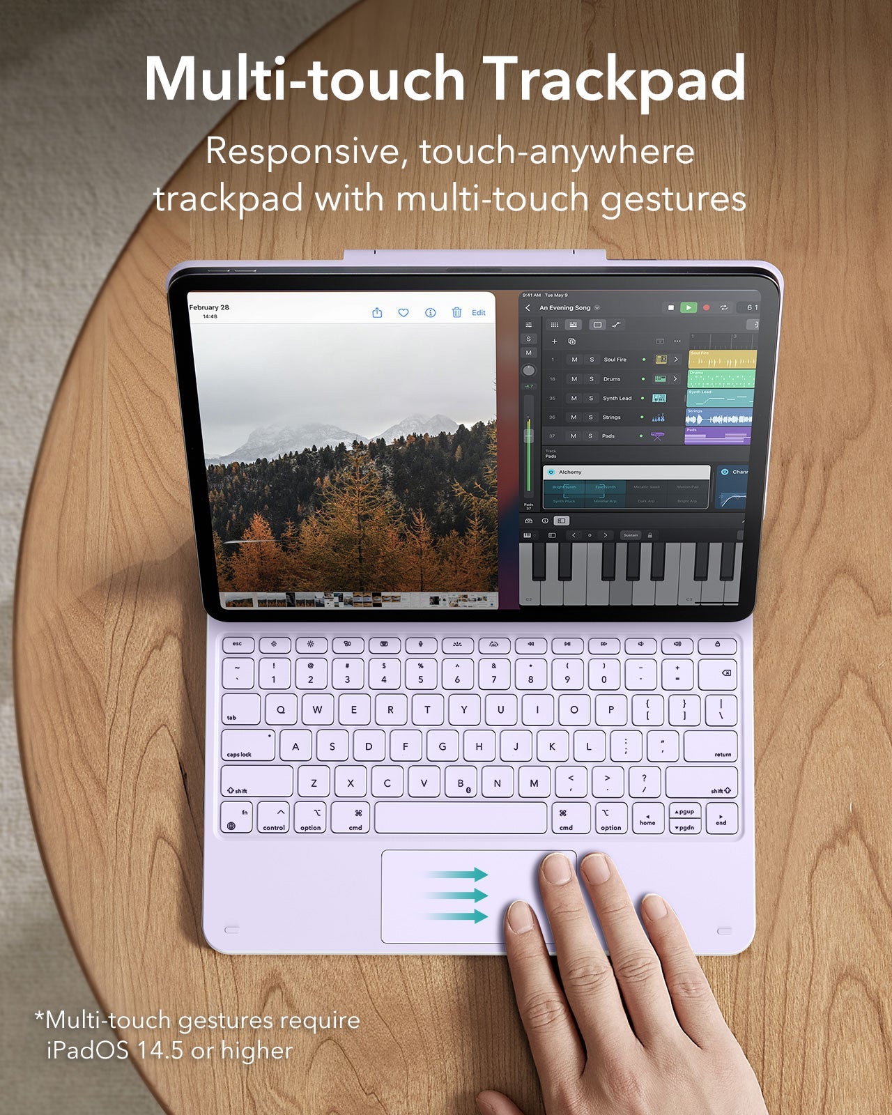 Purple iPad Air 13 (M4) Keyboard Case with Magnetic Lock | ESR Rebound