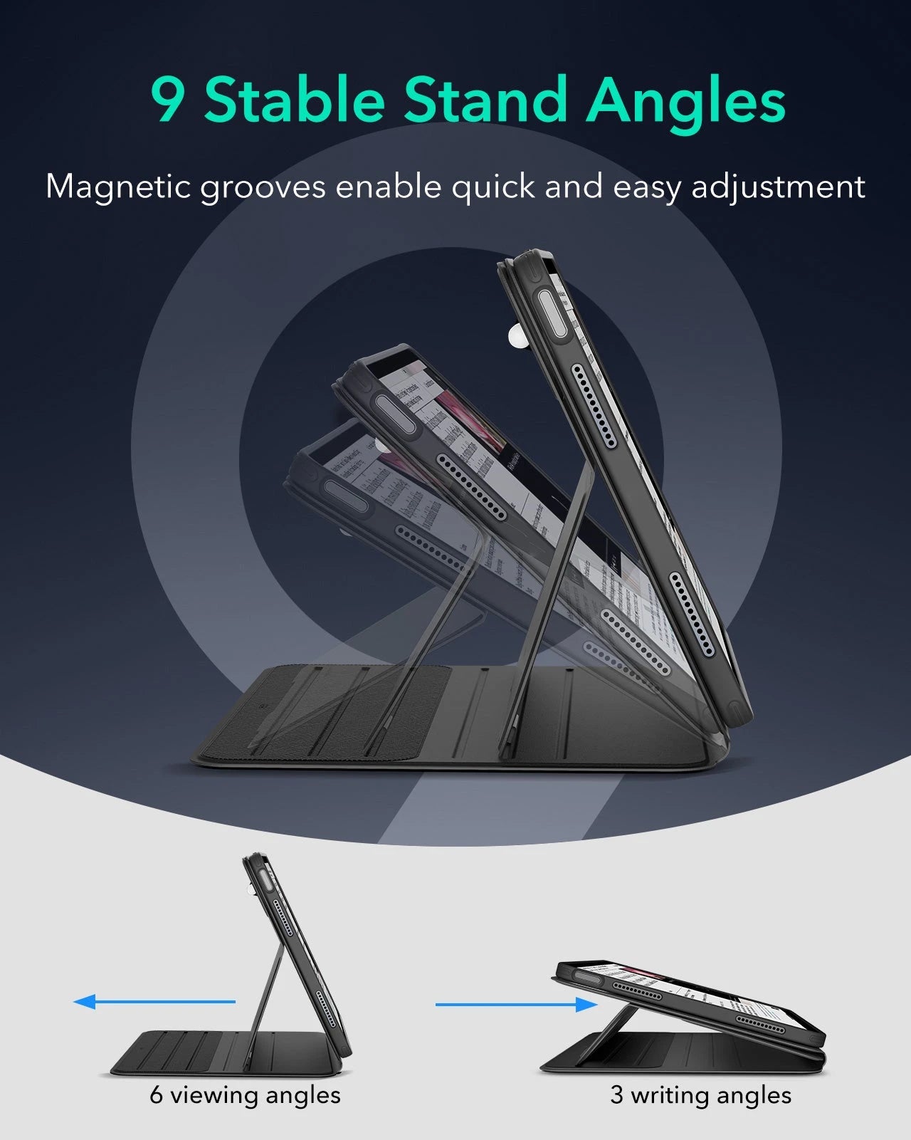 Black Shift Magnetic iPad Air 13-inch Cover with stylus holder (M2