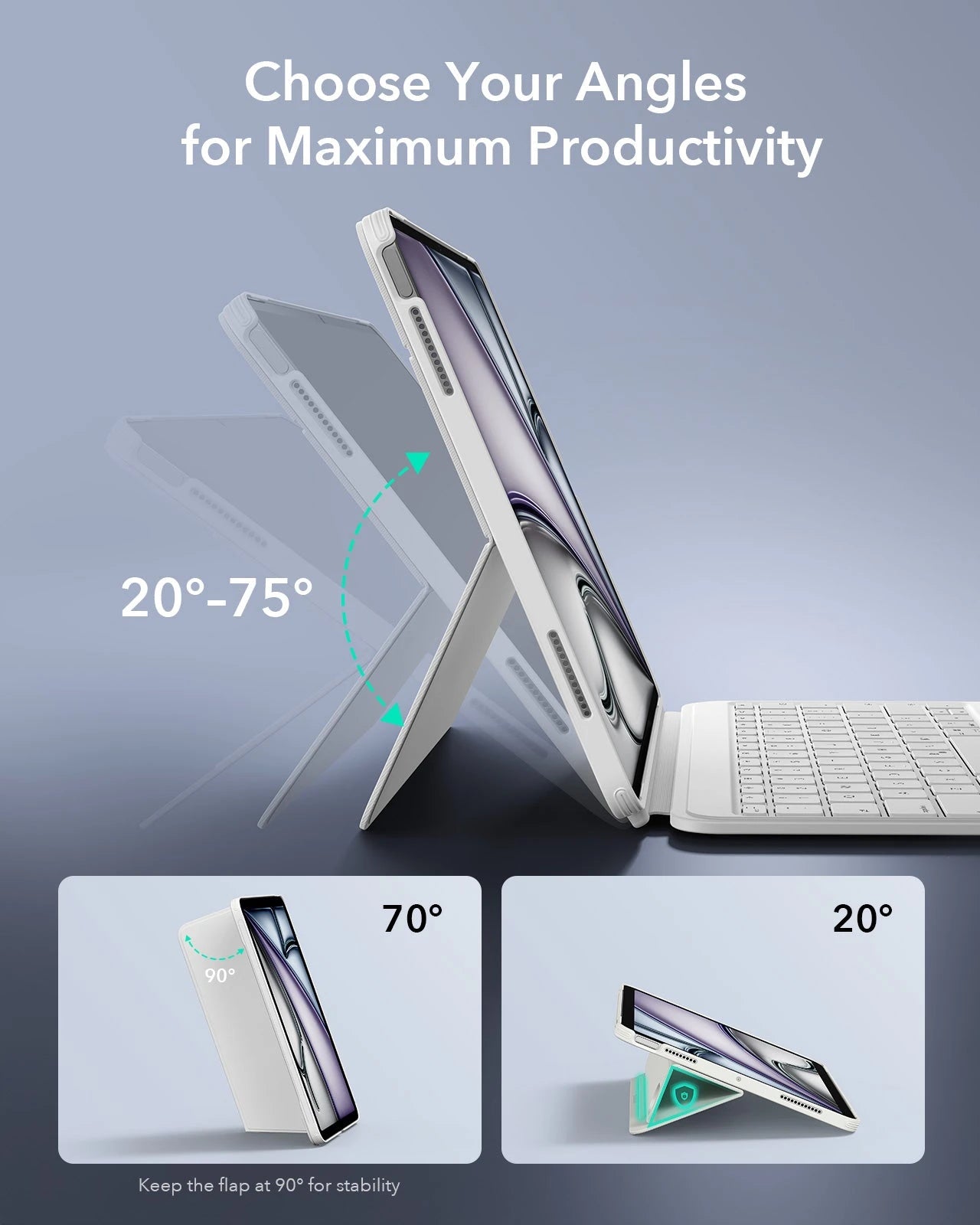 Choose Your Angles for Maximum Protectivity with white keyboard case