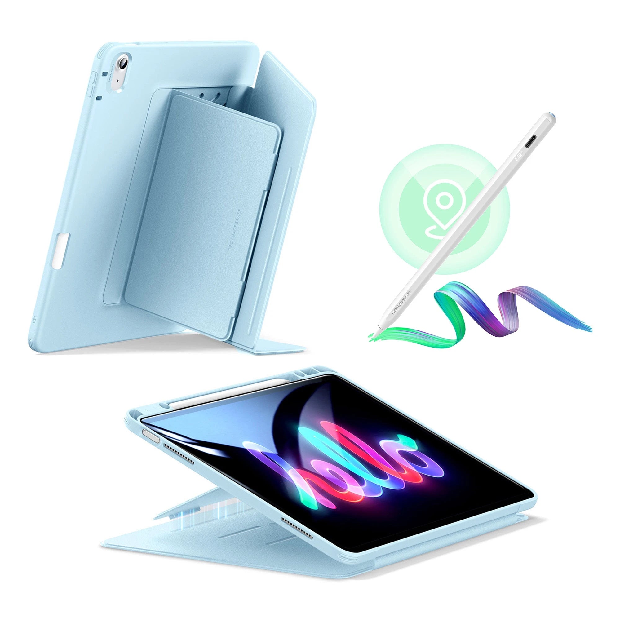 iPad Air 13" (M3) 2025 Bundle Flip Magnetic Case with Geo Digital Pencil - Sky Blue ESR ESR