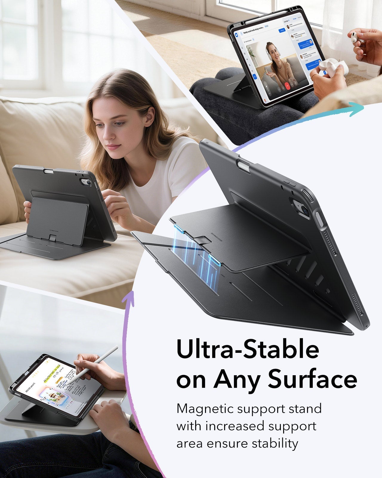 iPad Air 13" (M4) 2026 Bundle Flip Magnetic Case with Pencil Holder & Armorite® Paper-Feel Protection - Black ESR ESR