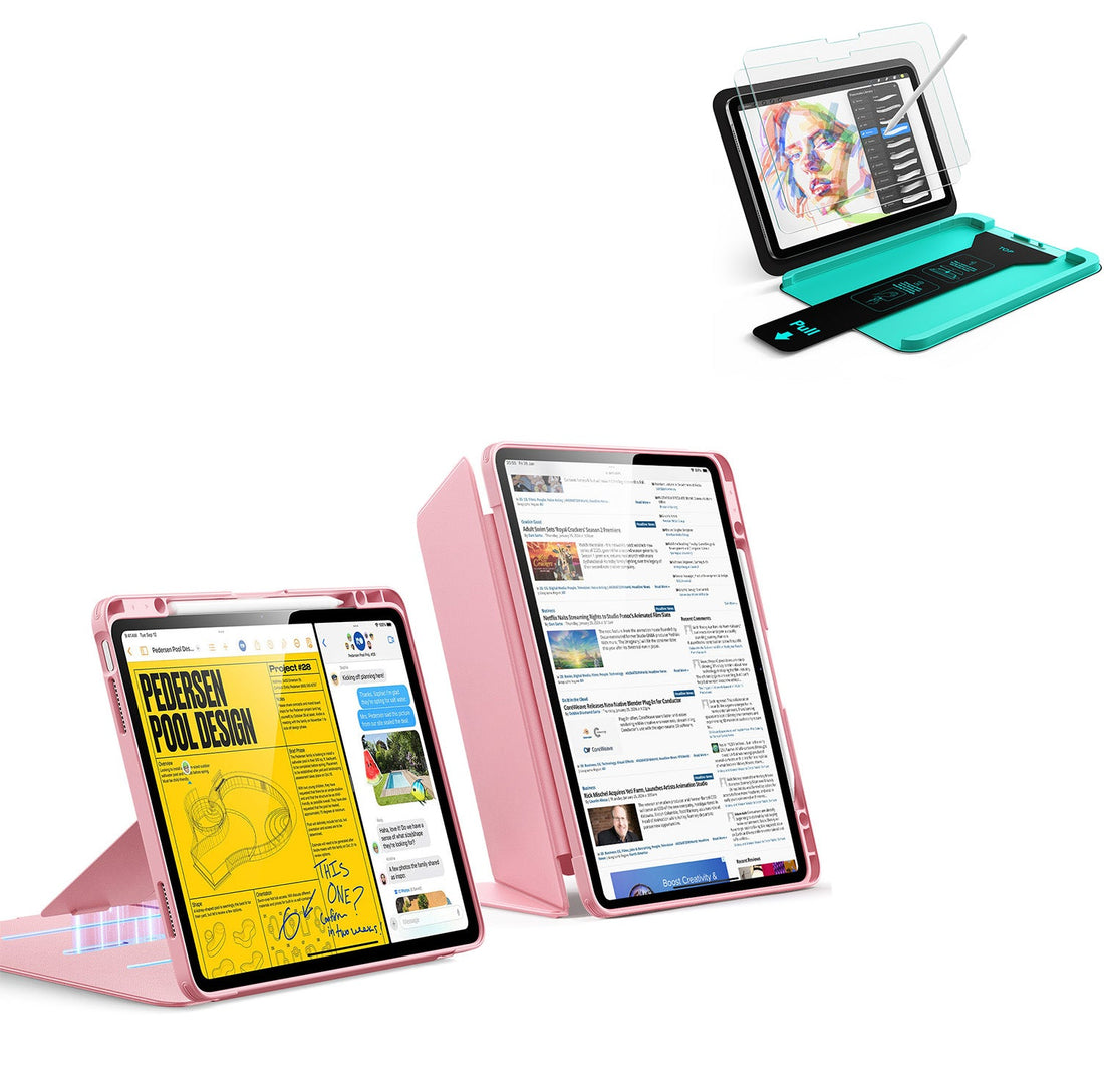 iPad Air 13" (M4) 2026 Bundle Flip Magnetic Case with Pencil Holder & Armorite® Paper-Feel Protection - Pink