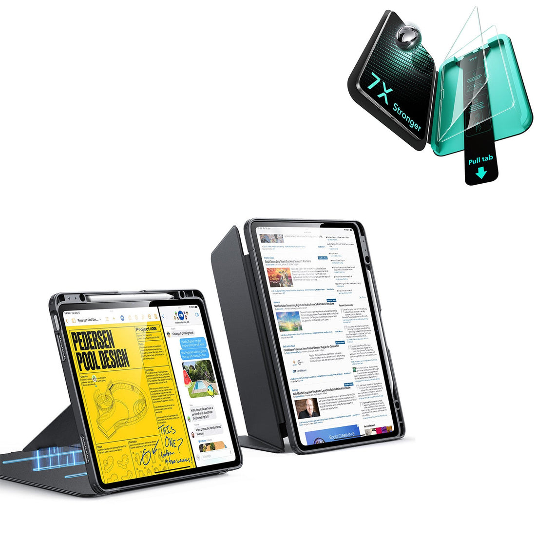 iPad Air 13" (M4) 2026 Bundle Flip Magnetic Case with Pencil Holder & Armorite® Protection - Black