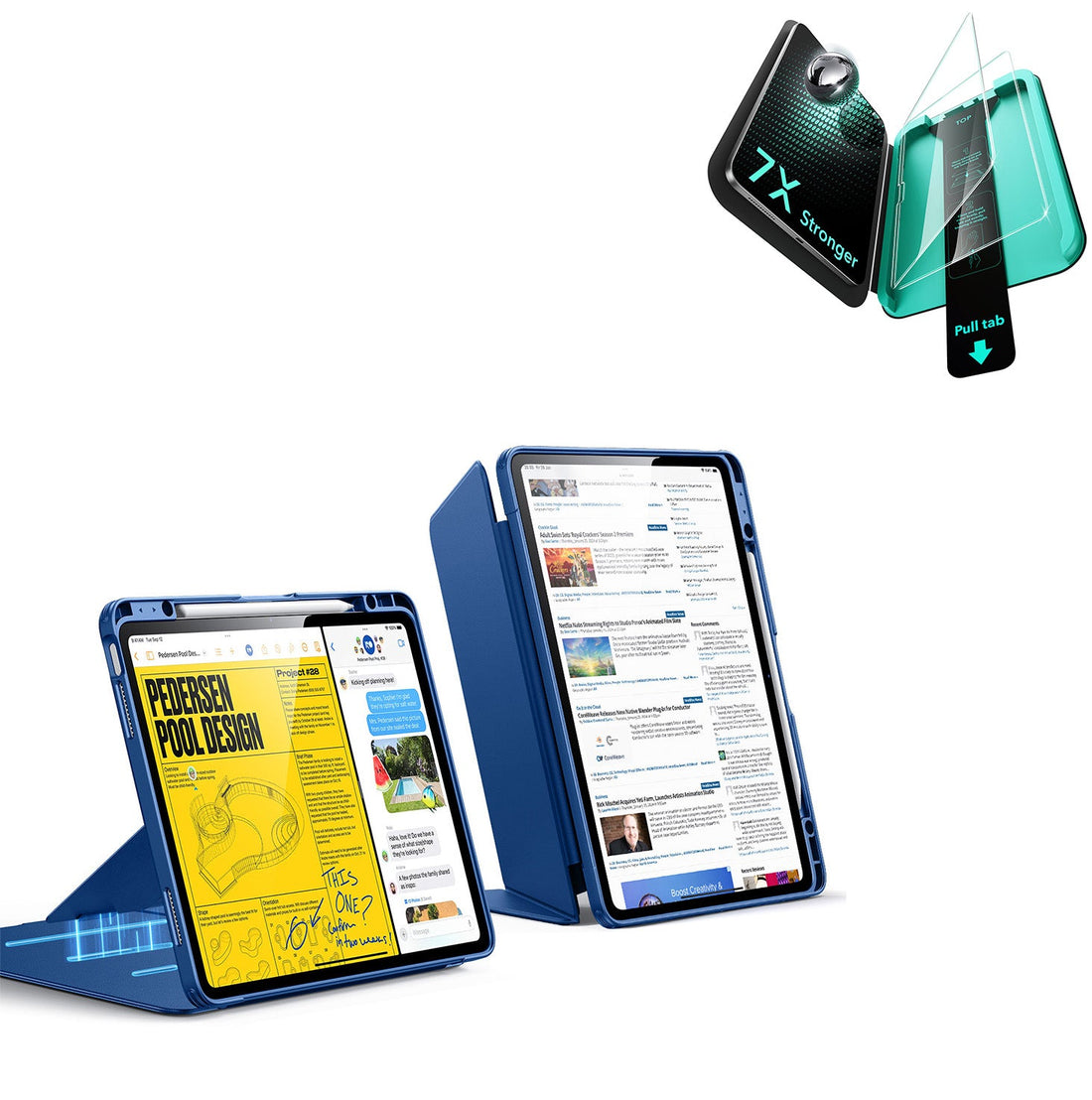 iPad Air 13" (M4) 2026 Bundle Flip Magnetic Case with Pencil Holder & Armorite® Protection - Navy Blue