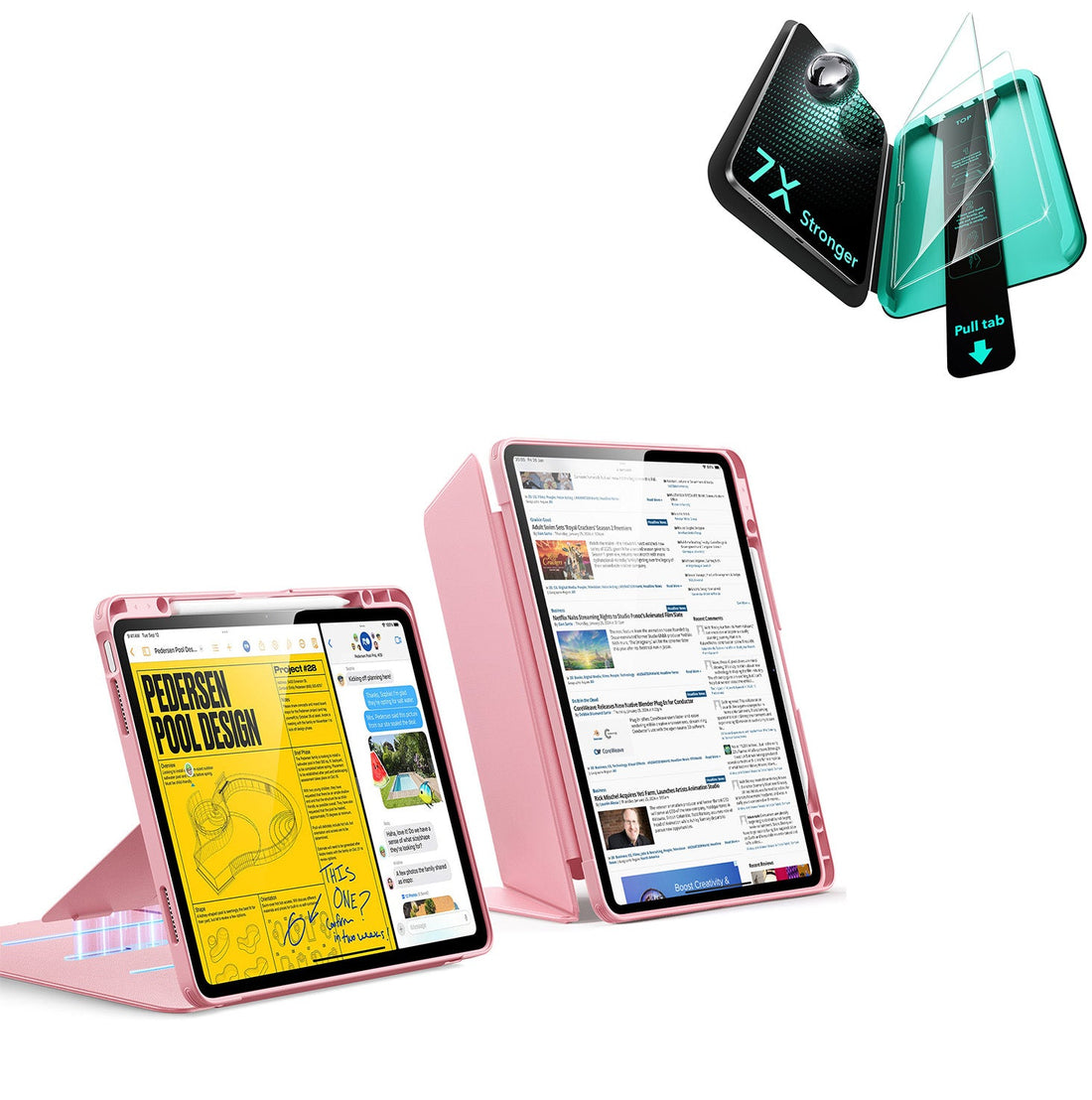 iPad Air 13" (M4) 2026 Bundle Flip Magnetic Case with Pencil Holder & Armorite® Protection - Pink