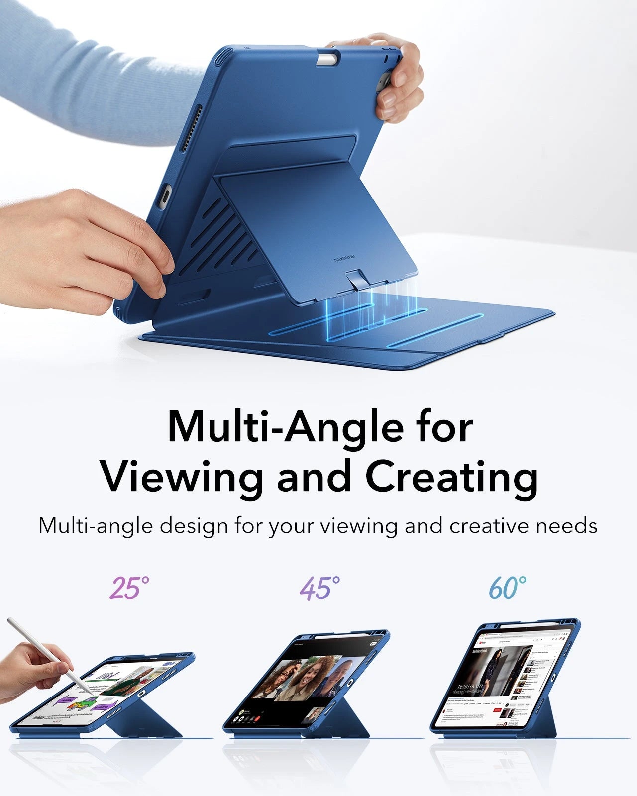 iPad Air 13" (M4) 2026 Bundle Flip Magnetic Case with Pencil Holder, Paper-Feel Magnetic & Armorite® Protection - Navy Blue ESR ESR