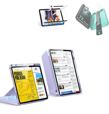 iPad Air 13" (M4) 2026 Bundle Flip Magnetic Case with Pencil Holder, Paper-Feel Magnetic & Armorite® Protection - Purple