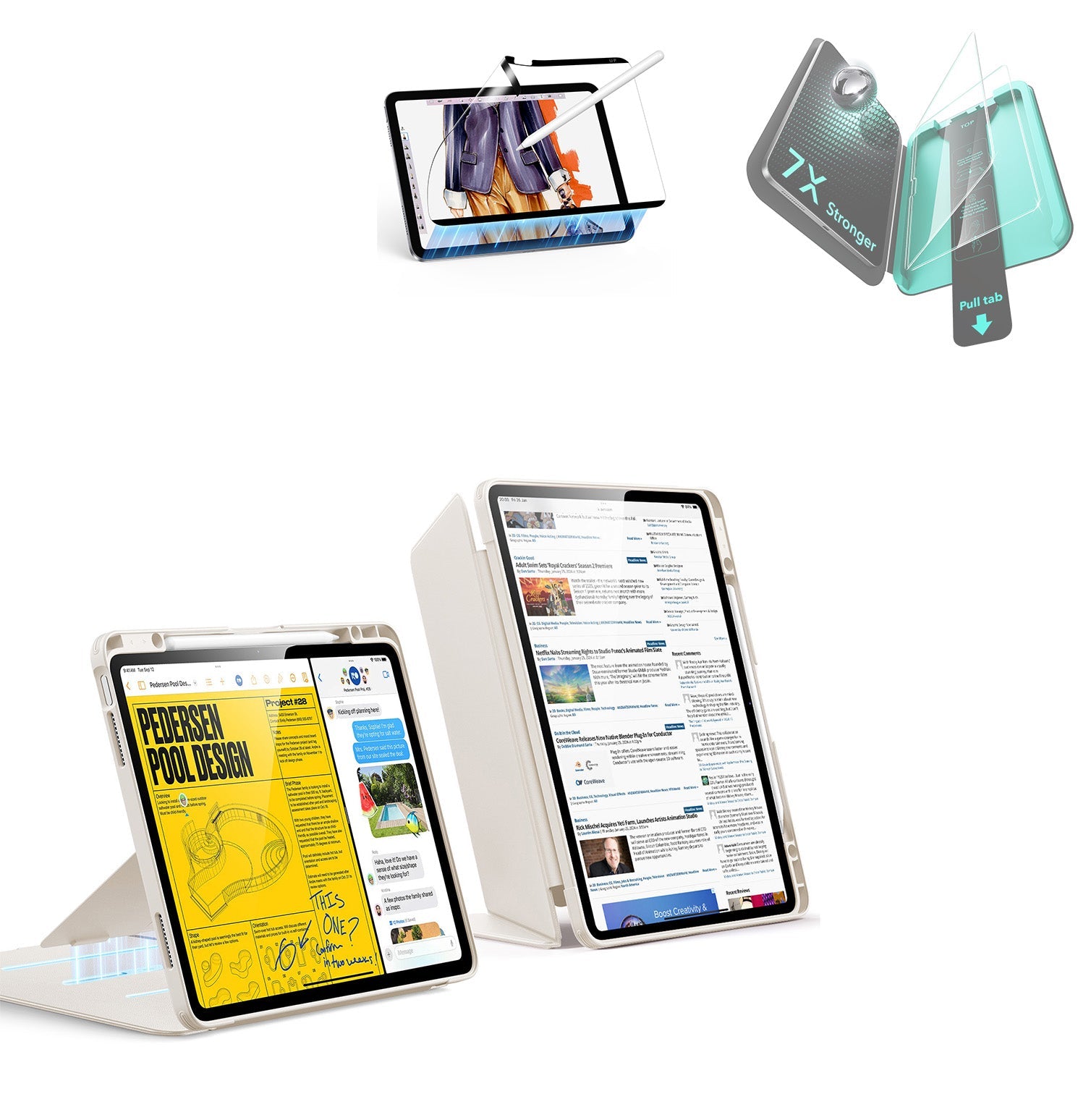 iPad Air 13" (M4) 2026 Bundle Flip Magnetic Case with Pencil Holder, Paper-Feel Magnetic & Armorite® Protection - Starlight