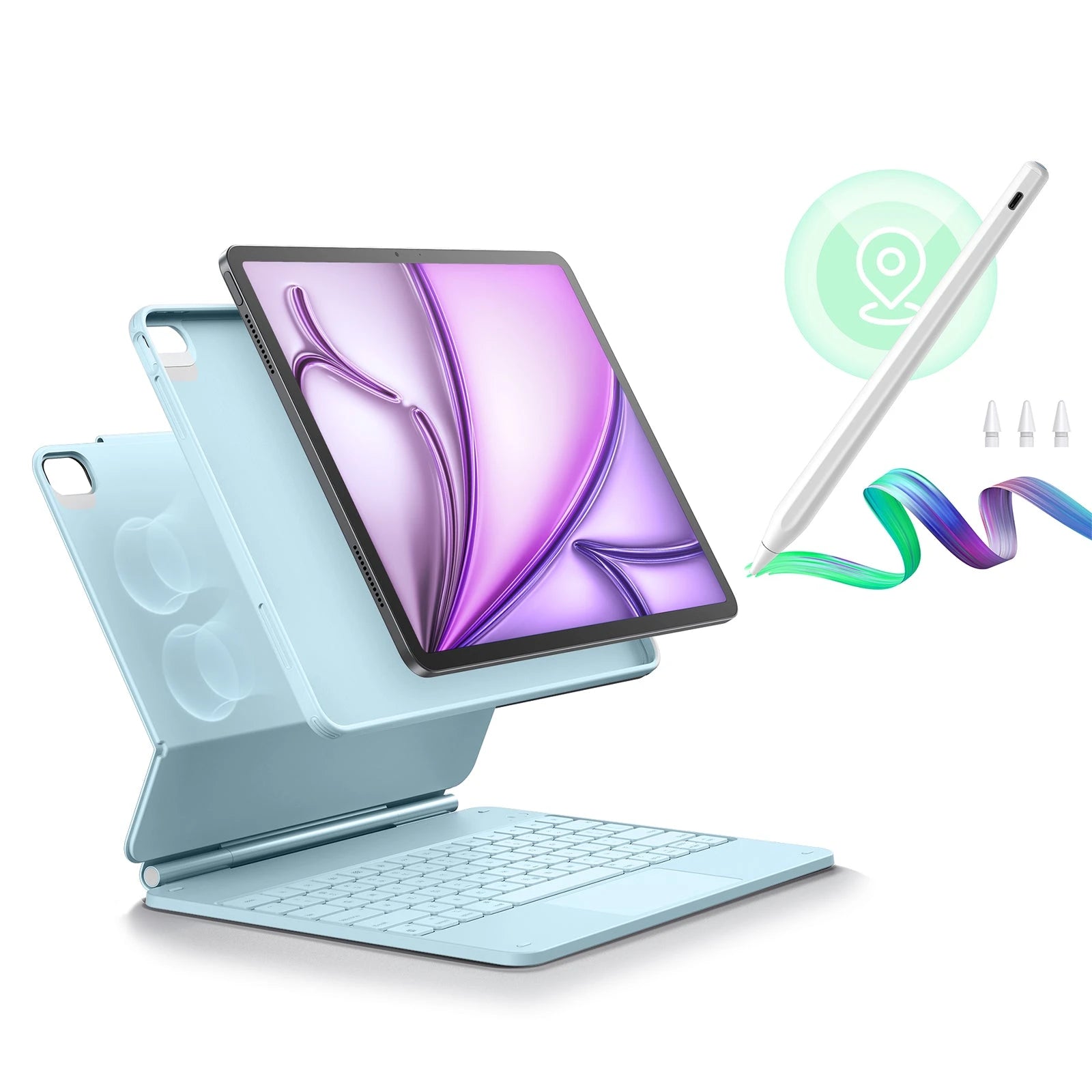 iPad Air 13" (M4) 2026 Bundle Rebound Magnetic Keyboard Case 360 & Digital Pencil-US Layout-Blue ESR ESR