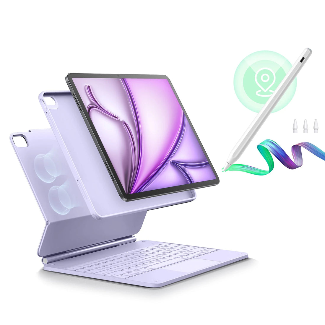 iPad Air 13" (M4) 2026 Bundle Rebound Magnetic Keyboard Case 360 & Digital Pencil-US Layout-Purple ESR ESR