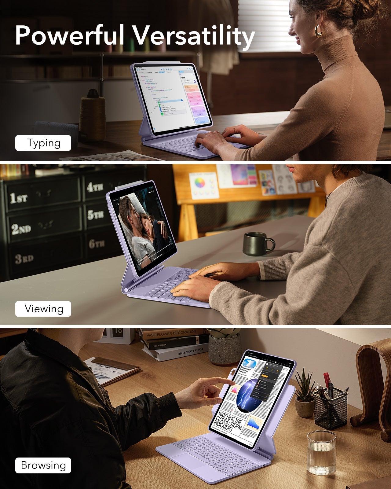 iPad Air 13" (M4) 2026 Bundle Rebound Magnetic Keyboard Case 360 & Digital Pencil-US Layout-Purple ESR ESR