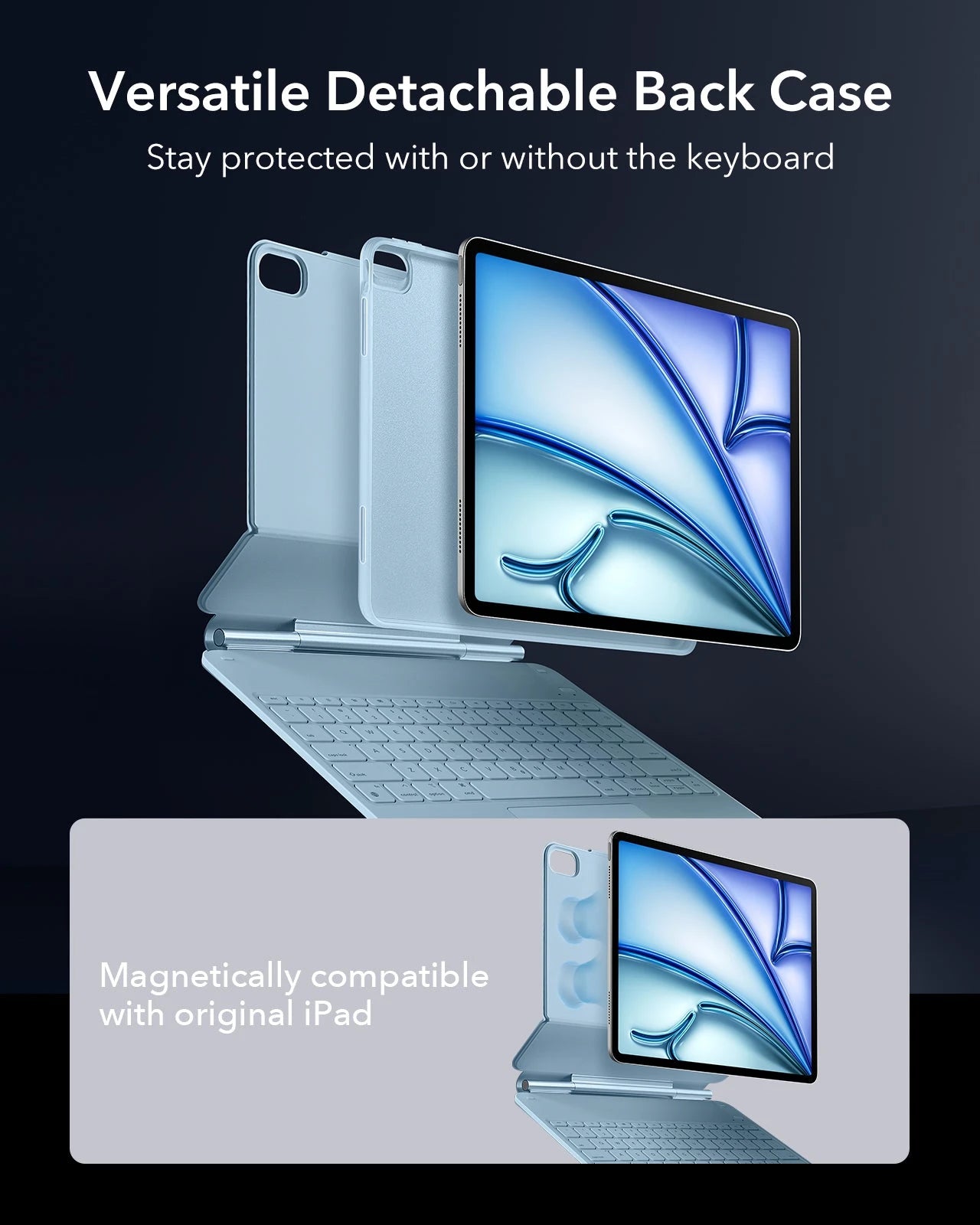iPad Air 13-inch (M3, 2025) Blue Case with Magnetic Keyboard | ESR