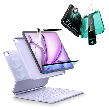 iPad Air 13" (M4) 2026 Bundle Rebound Magnetic Keyboard Case 360, Armorite & Paper-Feel Screen Protectors