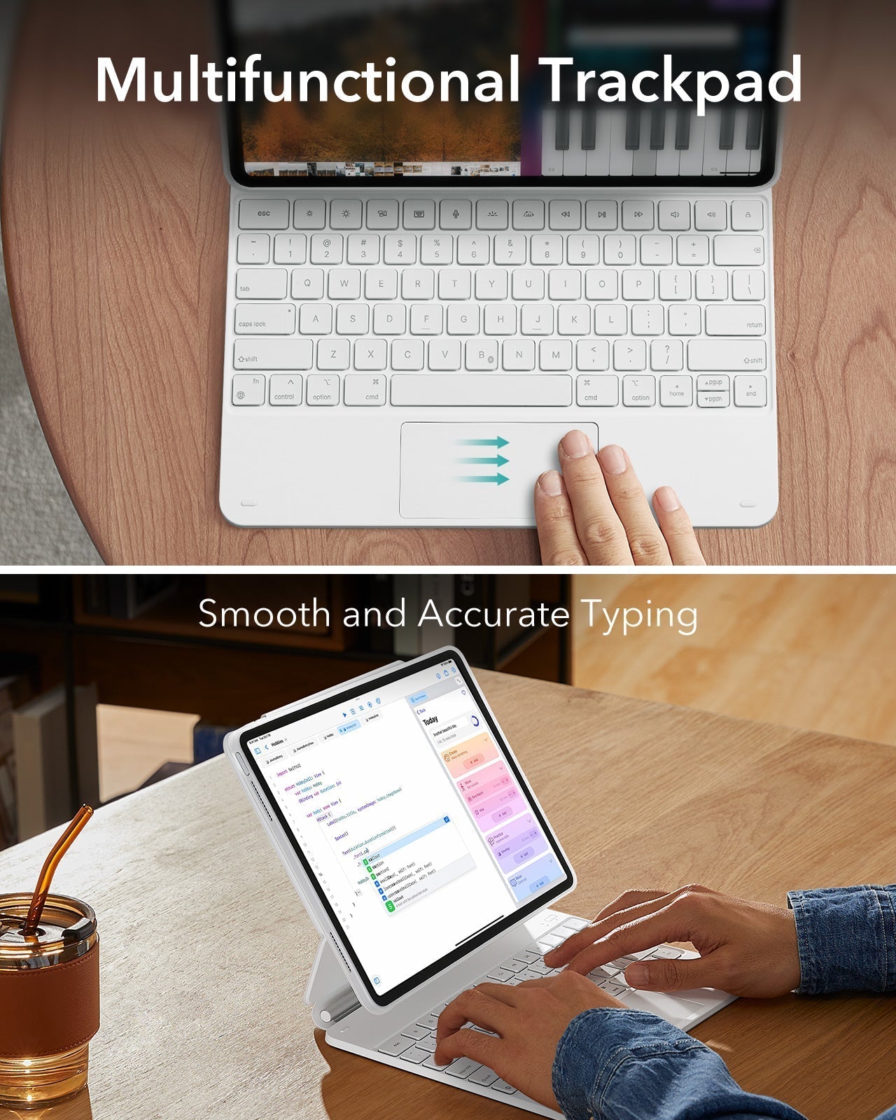 White_Rebound_Folio_Keyboard_Case_for_iPad_Air_13-inch_M4_2026_ESR_360_Multifunctional trackpad