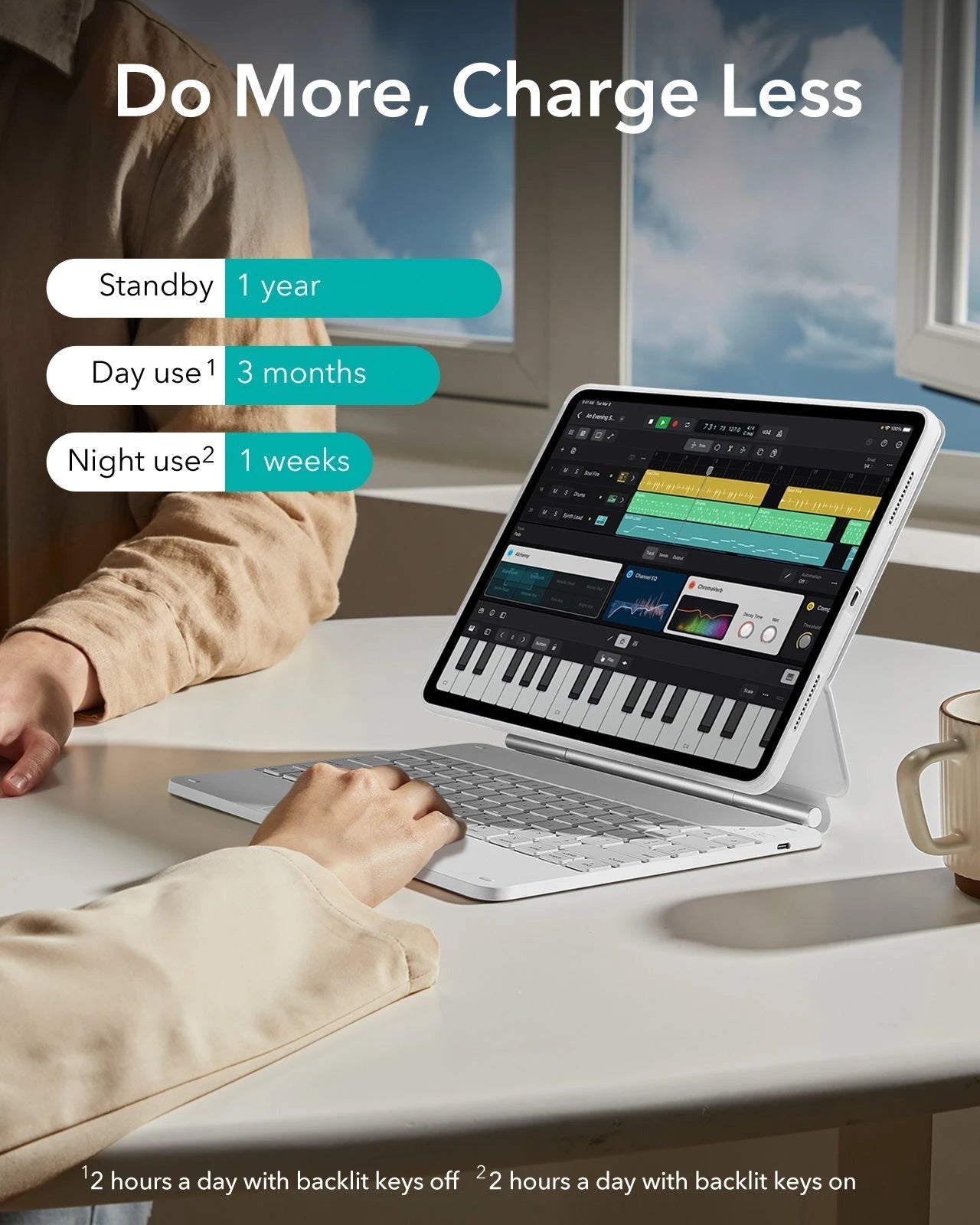 White_Rebound_Folio_Keyboard_Case_for_iPad_Air_13-inch_M4_2026_ESR_360_Do more，Charge Less